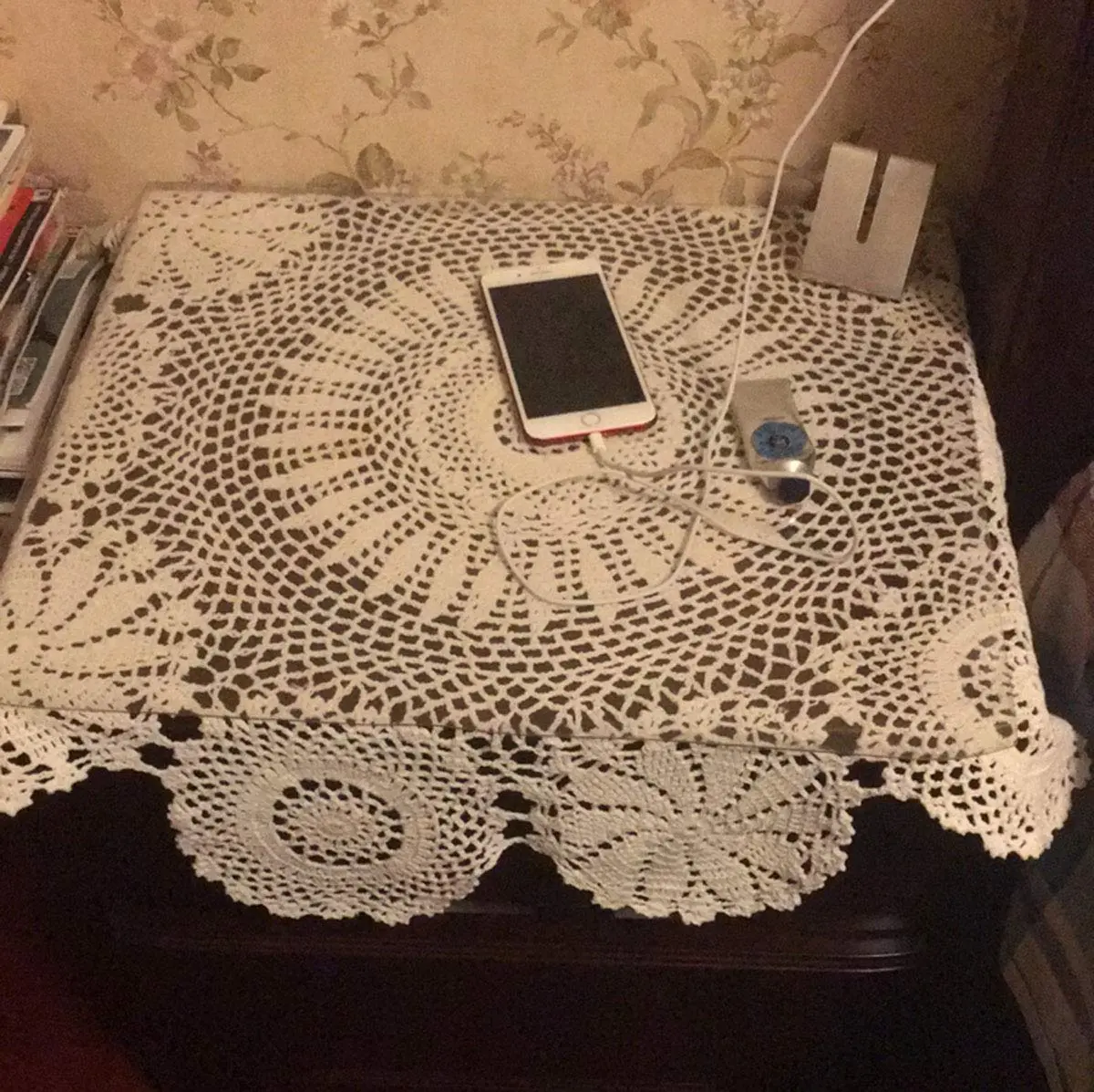 Hetao Handmade Crochet Round Tablecloth Doilies Lace Table Covers Beige 35 Inch | Elegant Lace Design for Home & Weddings - view 6