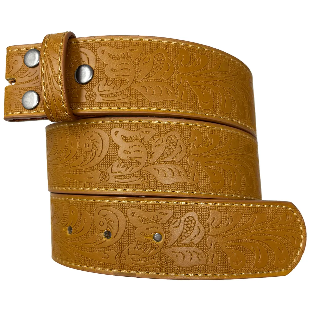 BC Belts Western Leather Belt Strap 1.5” Wide Embossed Scrollwork Tan XXL | Classic Western Style - main product image