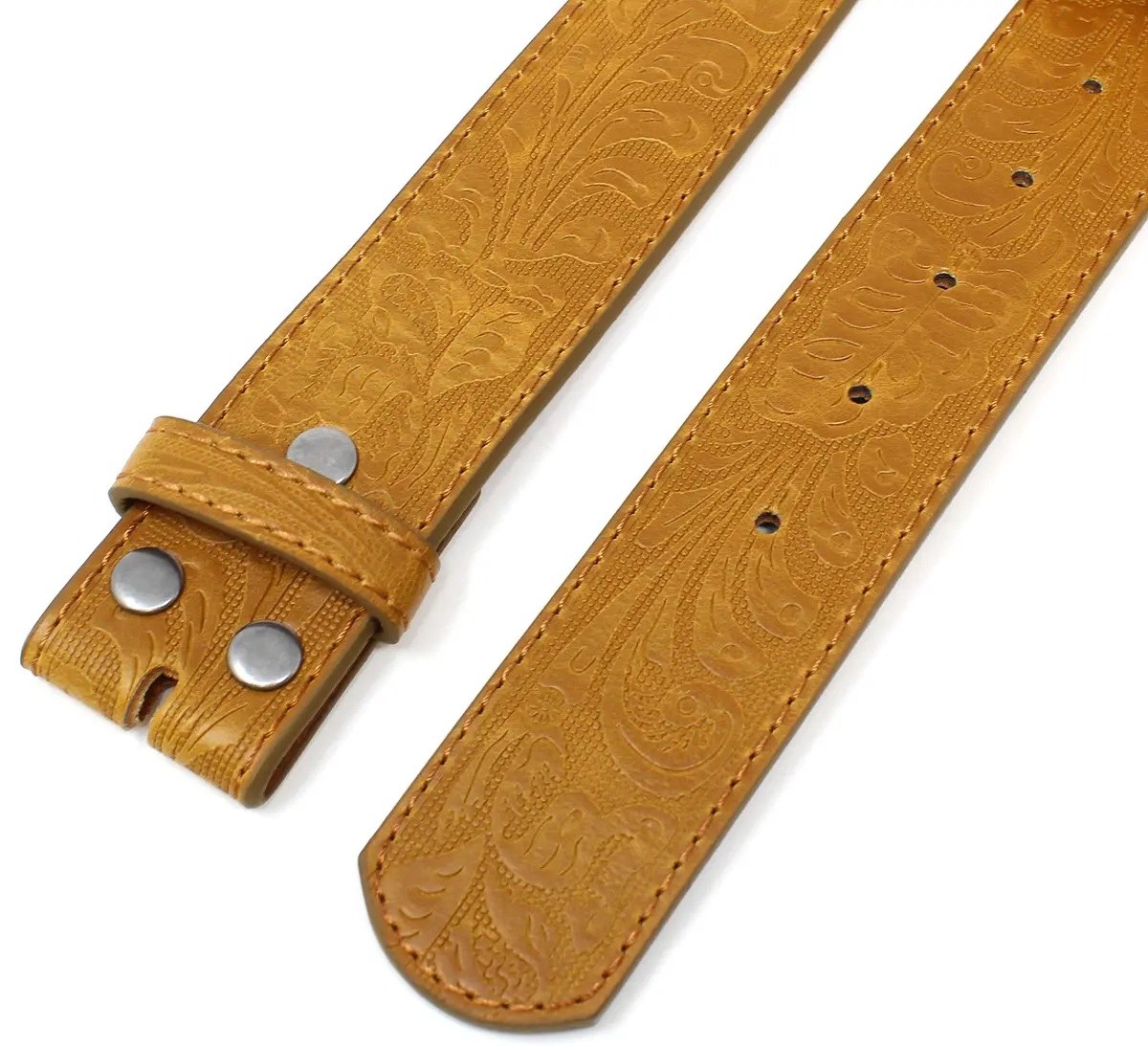 BC Belts Western Leather Belt Strap 1.5” Wide Embossed Scrollwork Tan XXL | Classic Western Style - view 6