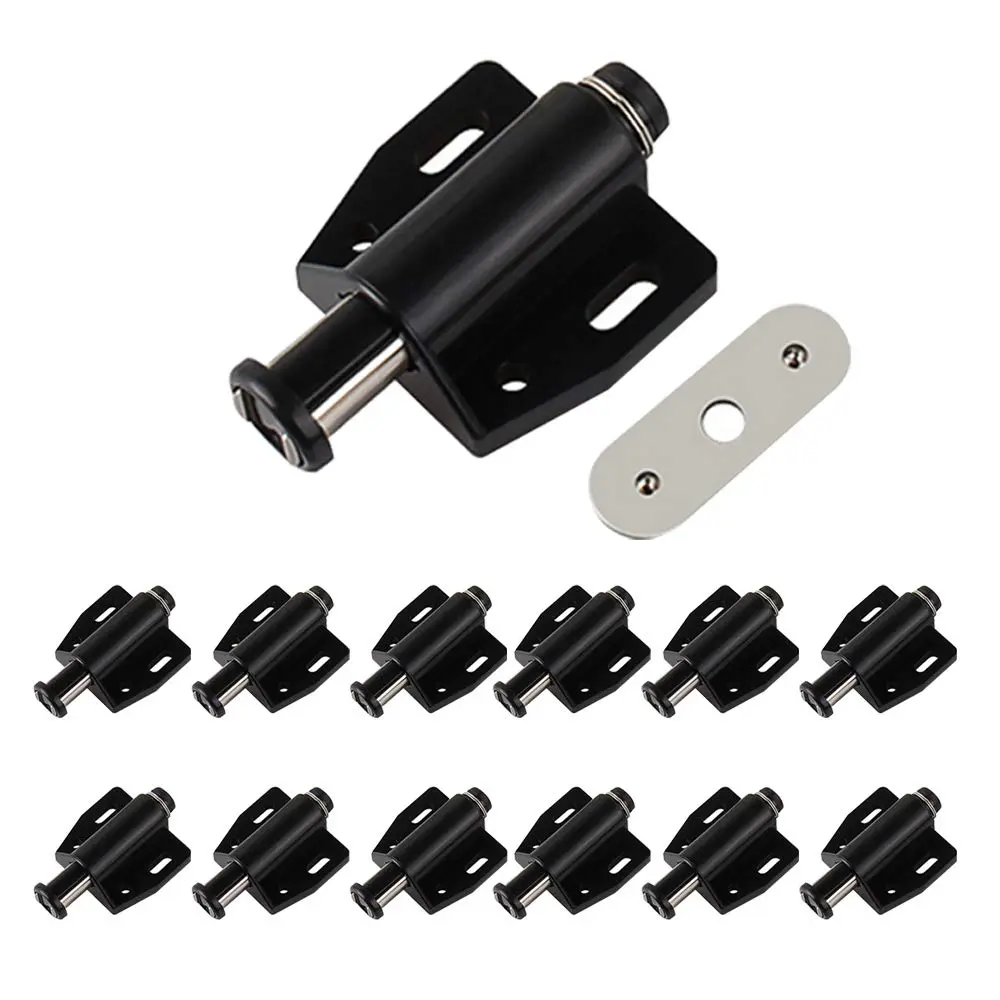YuanhuaRongsheng Magnetic Touch Lock 12pcs | Heavy Duty Black Cabinet Catch with Push to Open (46x38x19mm) - main product image