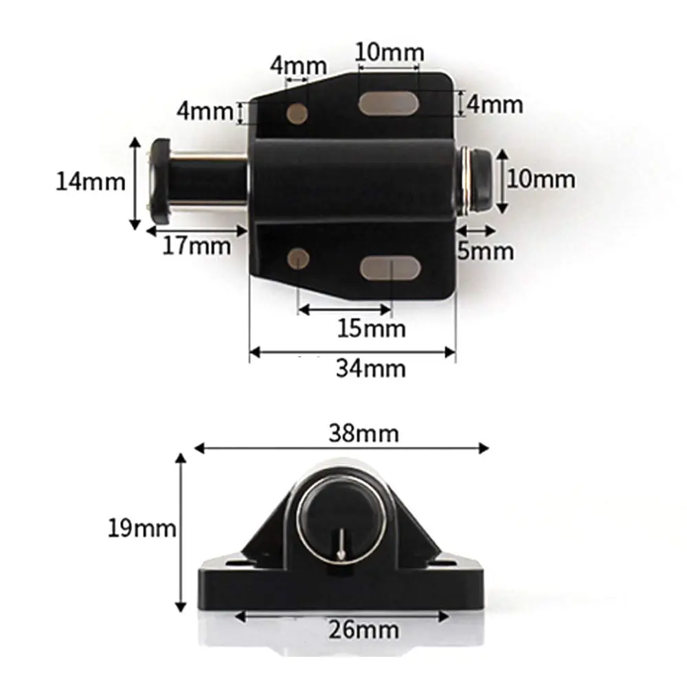 YuanhuaRongsheng Magnetic Touch Lock 12pcs | Heavy Duty Black Cabinet Catch with Push to Open (46x38x19mm) - view 2
