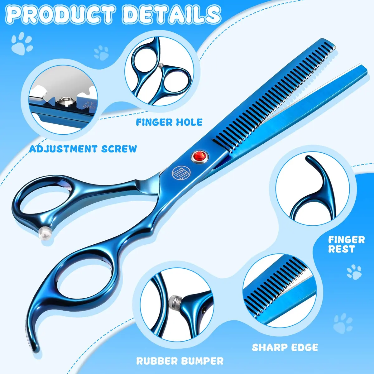 Moontay Professional Dog Grooming Scissors Set, 7 Inch/8 Inch | Sharp, Durable, Hand Forged - view 4