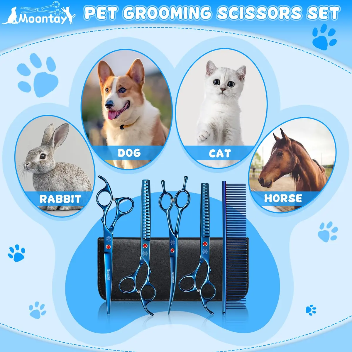 Moontay Professional Dog Grooming Scissors Set, 7 Inch/8 Inch | Sharp, Durable, Hand Forged - view 7