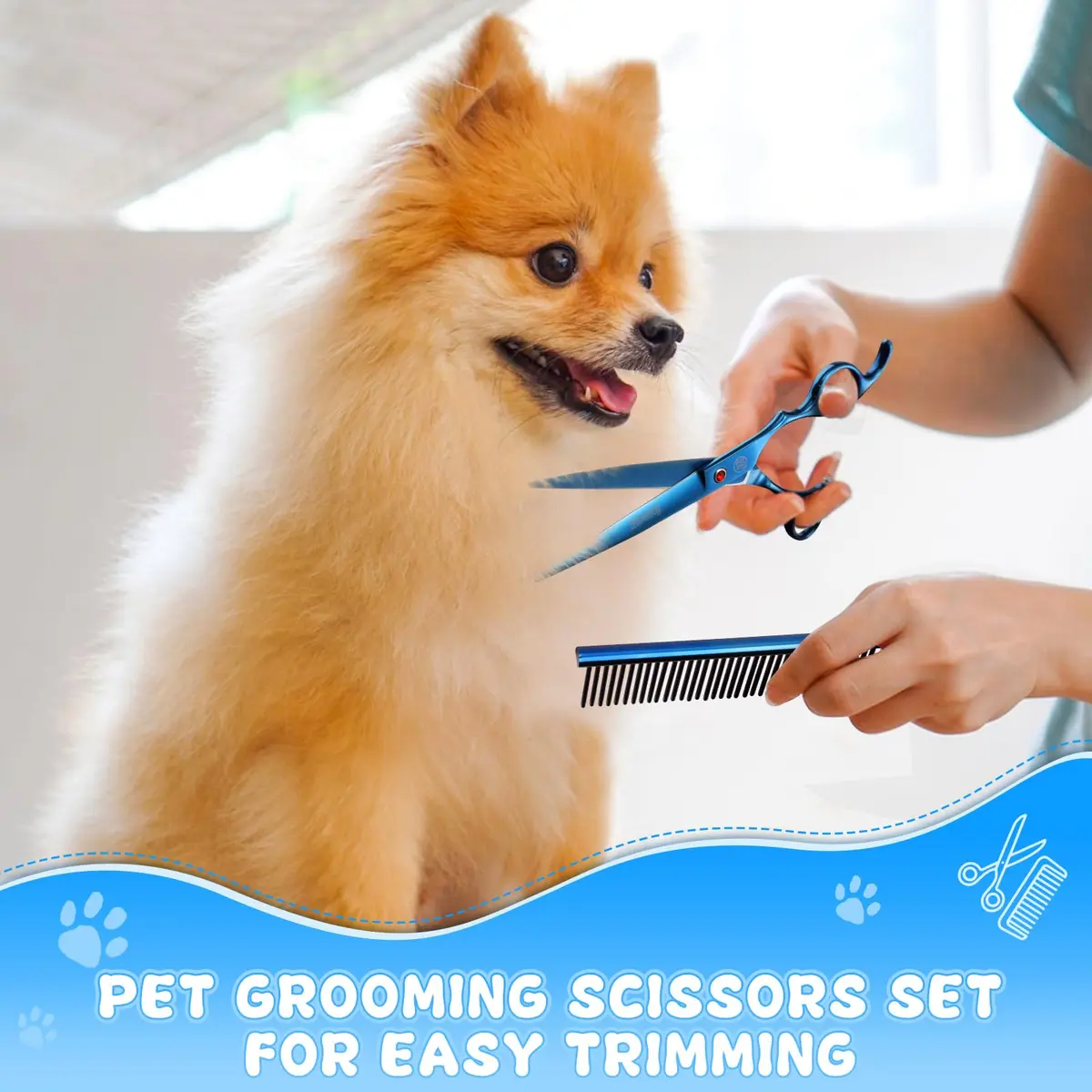 Moontay Professional Dog Grooming Scissors Set, 7 Inch/8 Inch | Sharp, Durable, Hand Forged - view 2