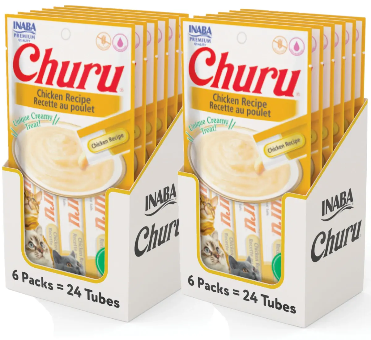 INABA Churu Chicken Recipe Lickable Cat Treats, 0.5 Ounce Tubes, 48 Count Pack - main product image
