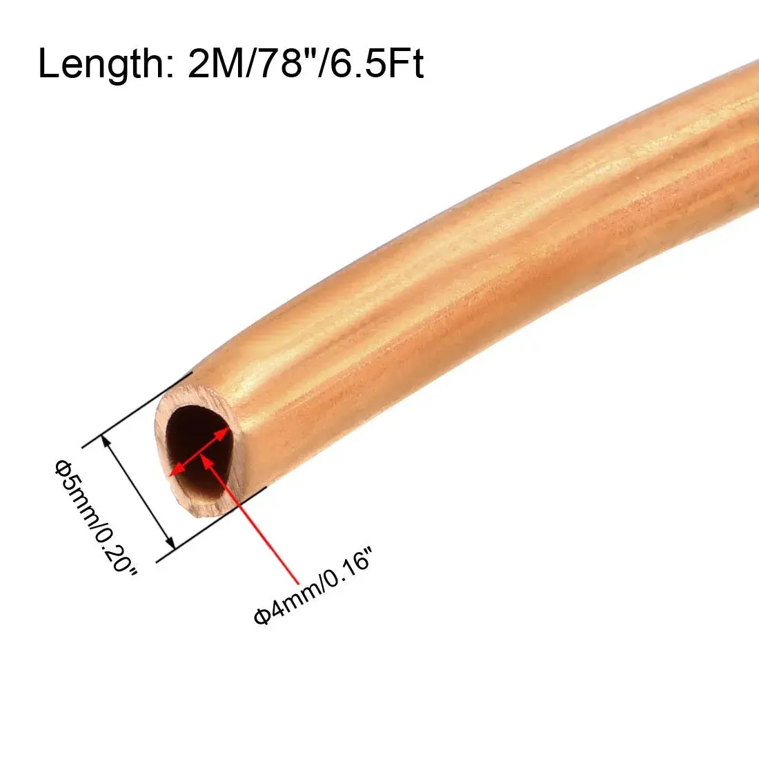 uxcell Soft Coil Copper Refrigeration Tubing 2.27 kg (5 lb) | 5mm OD x 4mm ID x 2m (6.5 Ft) for HVAC - view 2