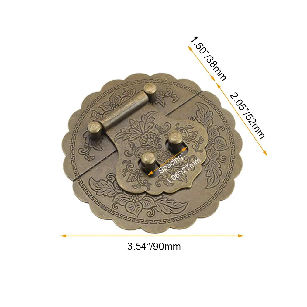 Tiazza Antique Brass Hasp Buckle Lock Latch 9cm (3.54") | Vintage Style Hardware for Boxes & Furniture - view 3