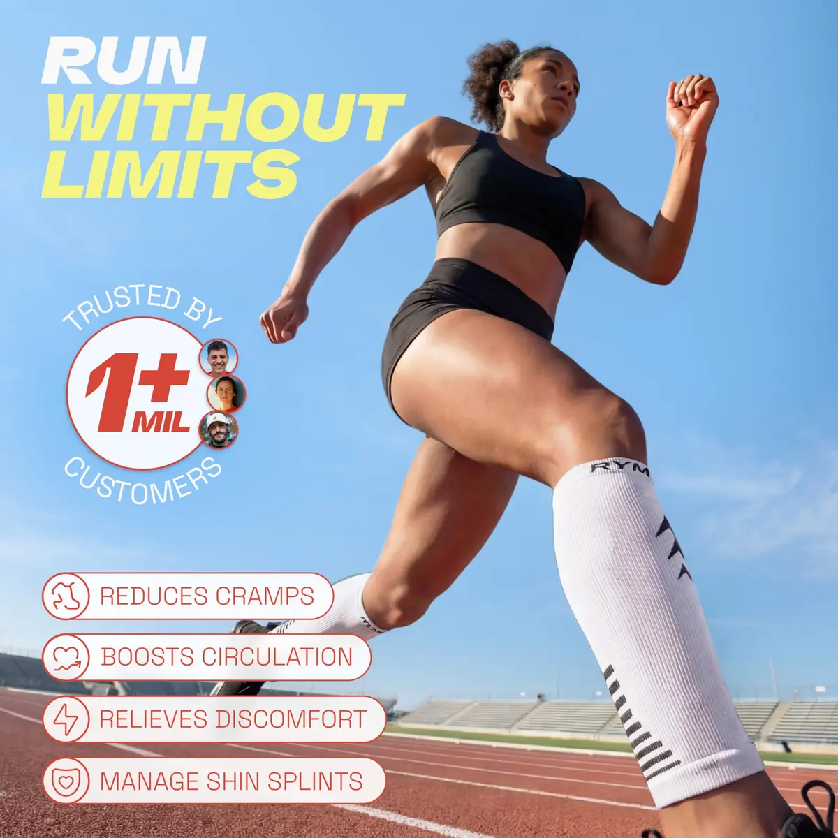 Rymora Calf Compression Sleeves for Men & Women (Pair) White XL | Graduated Support for Running & Shin Splints - view 2