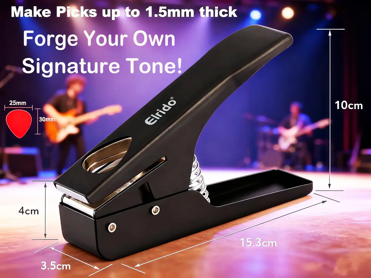 Elrido Guitar Pick Punch DIY Guitar Picks Maker with 2 Pick Sheets & Holder | Custom Plastic Picks - view 5