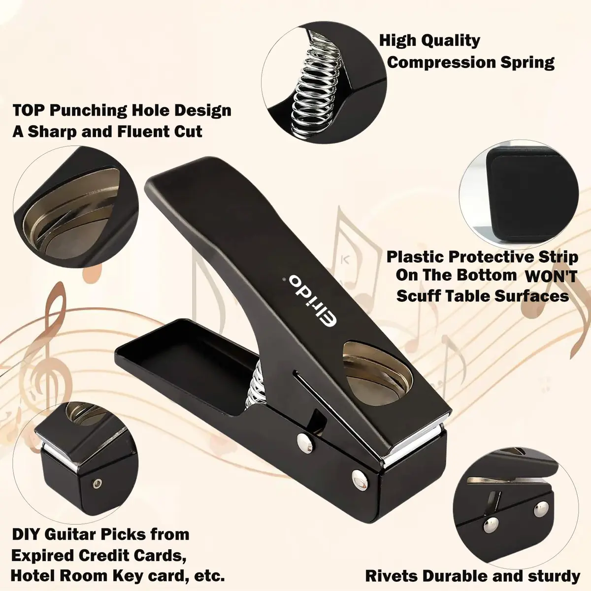 Elrido Guitar Pick Punch DIY Guitar Picks Maker with 2 Pick Sheets & Holder | Custom Plastic Picks - view 7