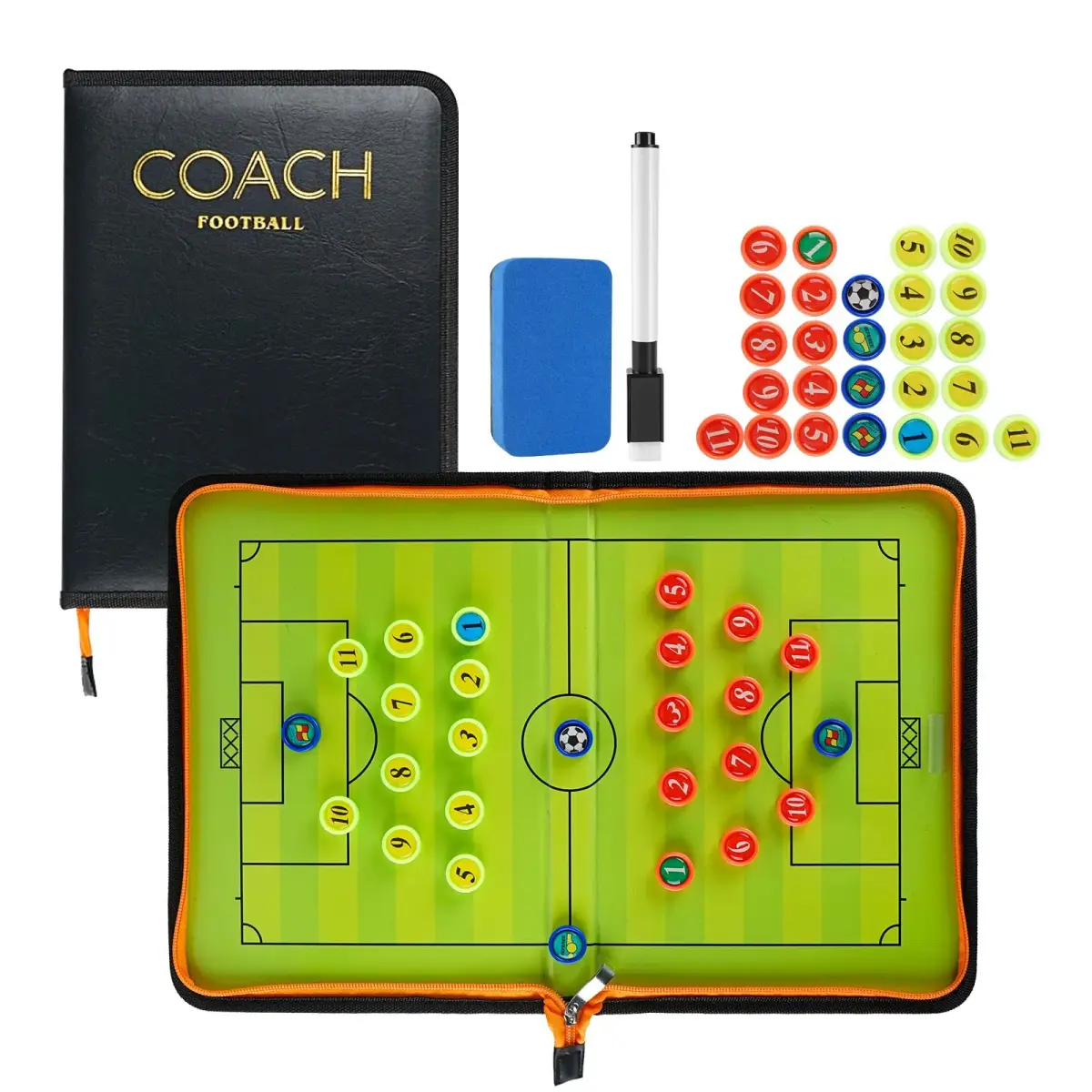Pure Vie Magnetic Soccer Coaching Board Football Tactics Clipboard with Full Set of Magnets & Marker (Folded 21x28cm, Expanded 42x28cm) - main product image