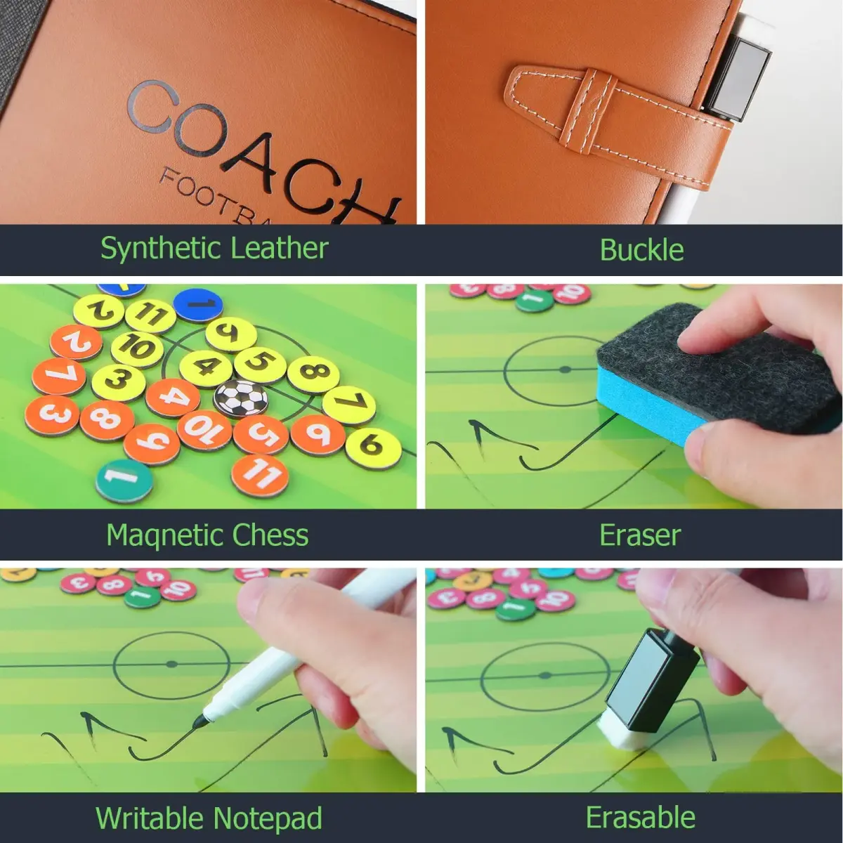 Pure Vie Portable Magnetic Soccer Coaching Board Football Tactics Clipboard 49cm x 32cm | Strategy Tool for Coaches - view 5