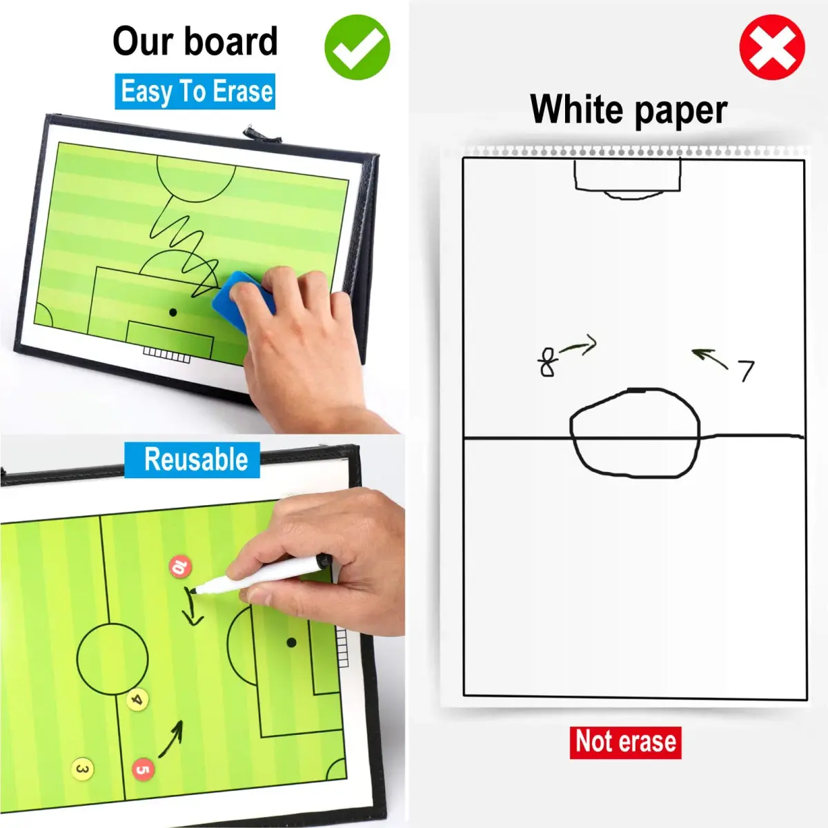 Pure Vie Portable Magnetic Soccer Coaching Board 53x31cm (20.86''x12.20'') | Tactics Clipboard for Strategy & Training - view 4