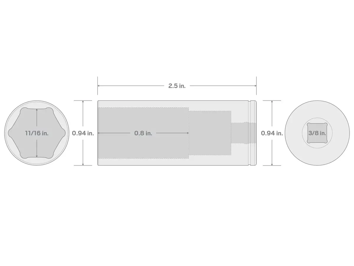TEKTON 3/8 Inch Drive x 11/16 Inch 6-Point Deep Socket | SHD13017 | 17.46 mm (11/16 Inch) - view 6