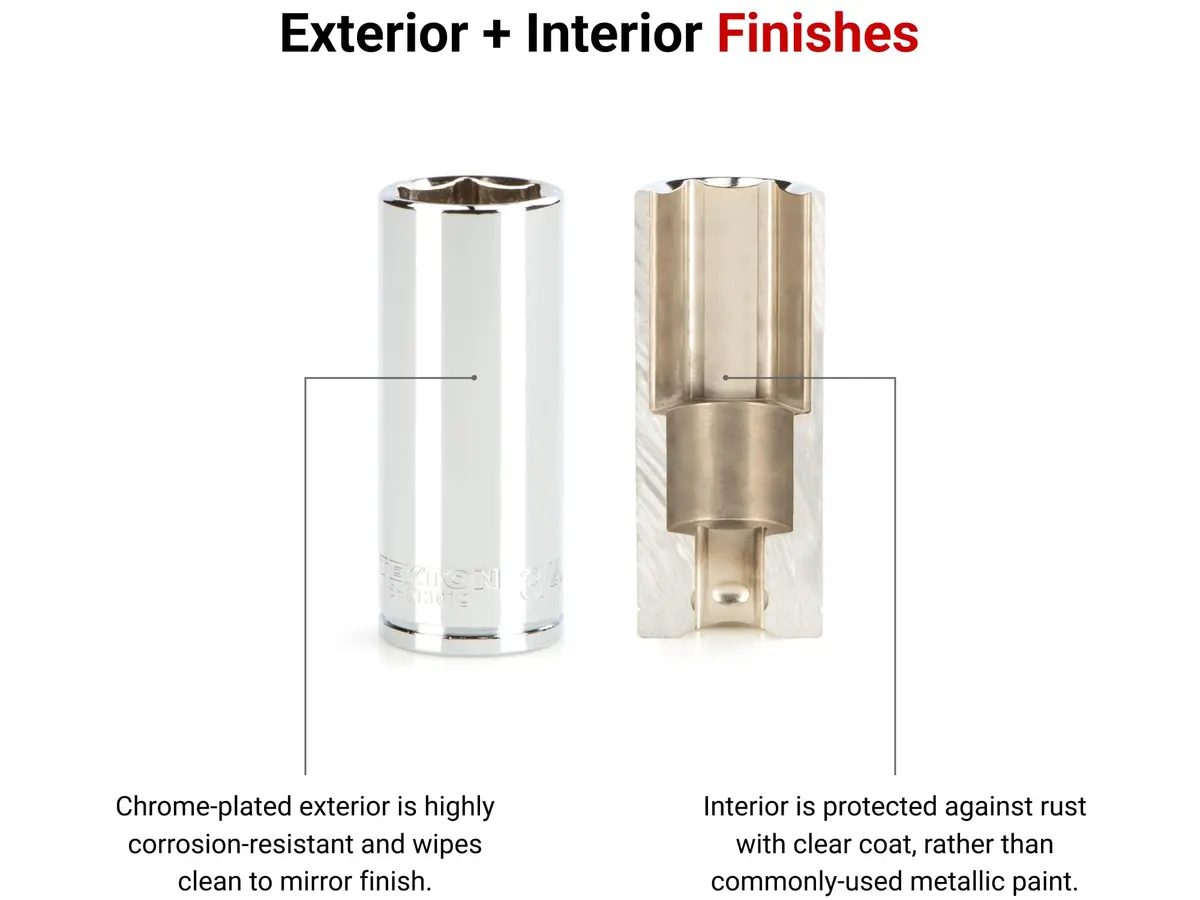 TEKTON 3/8 Inch Drive x 5/8 Inch 6-Point Socket | Chrome Plated Steel, Deep, Durable (70-120 chars) - view 2