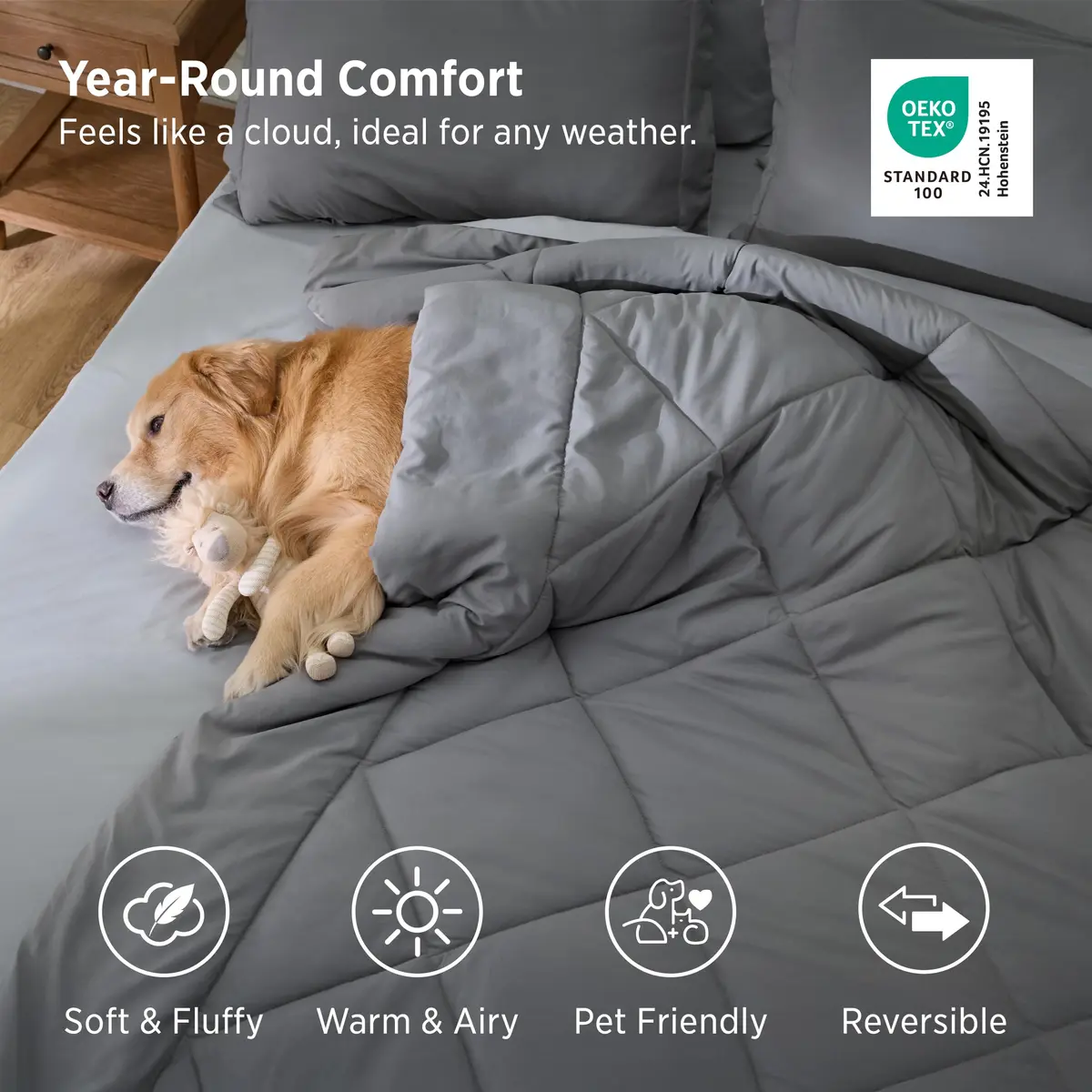 Bedsure Queen Bed in a Bag Reversible Comforter Set 7 Pieces | All-Season Microfiber Bedding - view 2