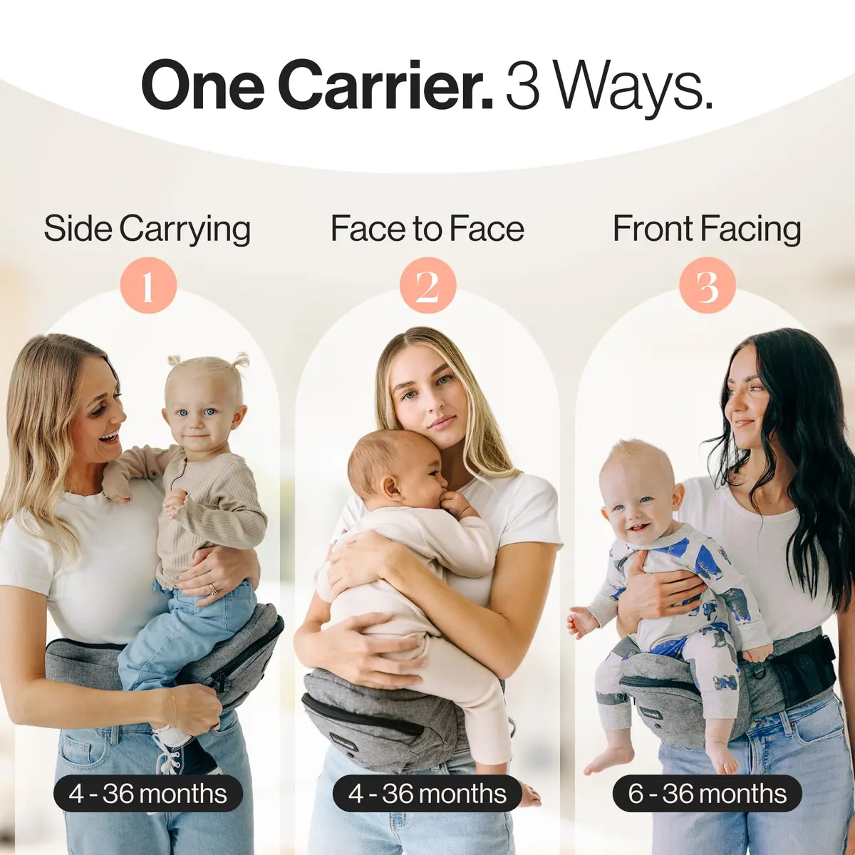 TushBaby Original Hip Seat Baby Carrier Grey | Ergonomic Support for Babies & Toddlers up to 20.4 kg (45 lbs) - view 4