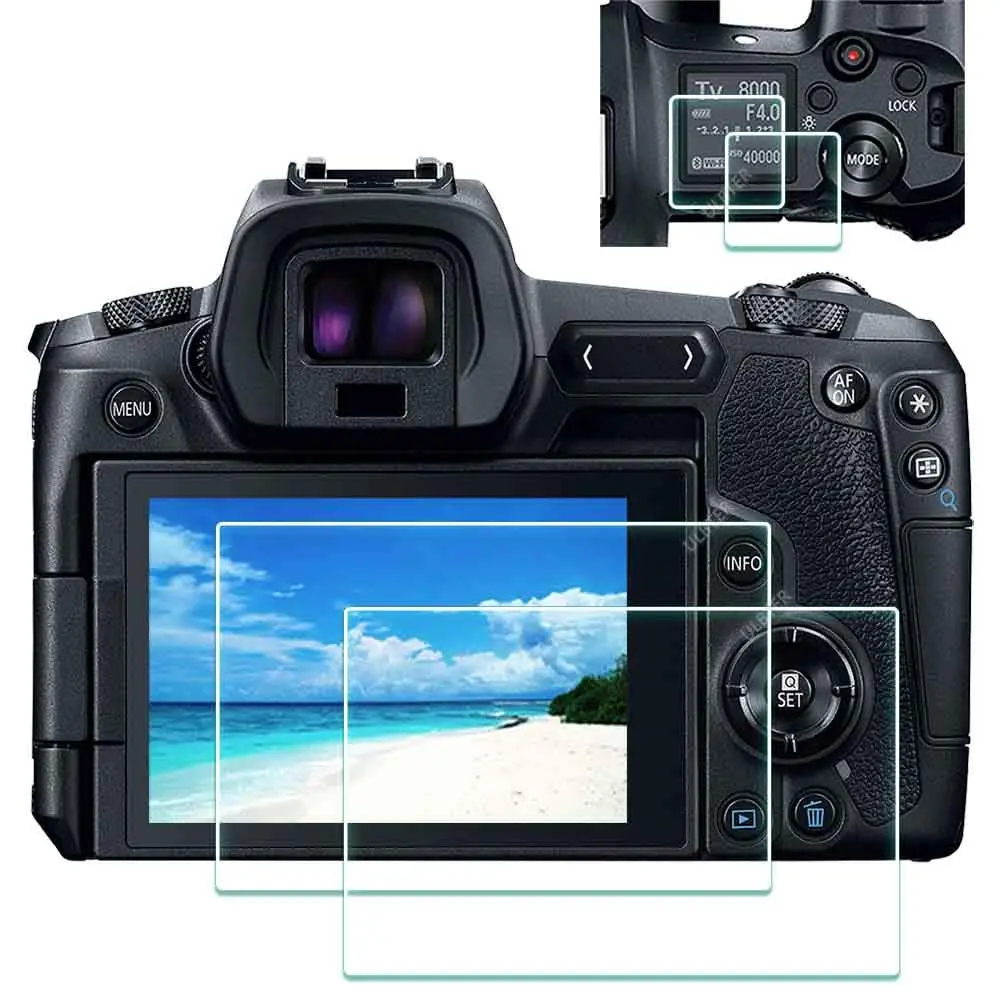 ULBTER 9H Tempered Glass Screen Protector for Canon EOS R LCD & Top Screen (2+2 Pack) - main product image