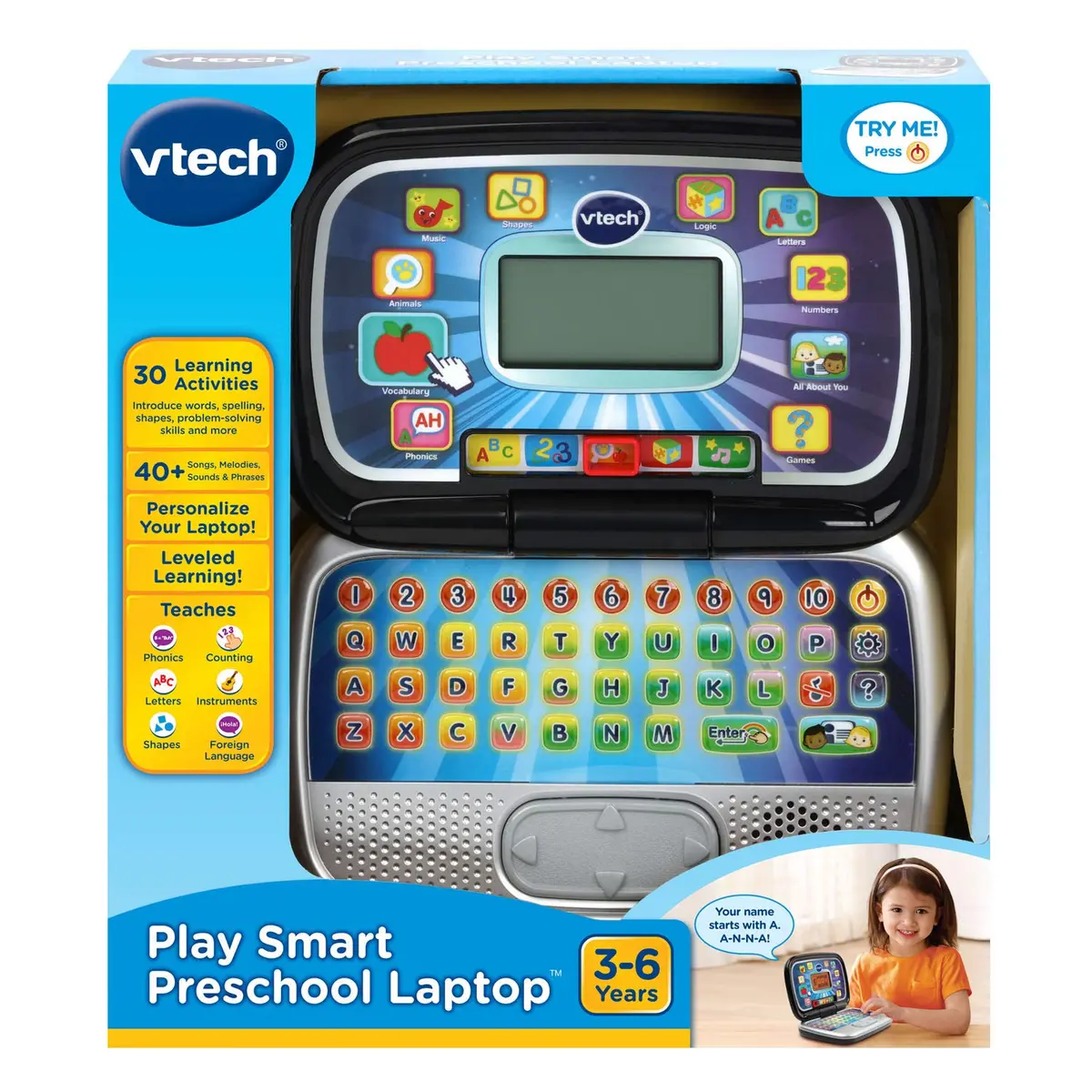 VTech Play Smart Preschool Laptop, Black | 26-Letter Keyboard & 30 Activities for Ages 3-6 - view 7