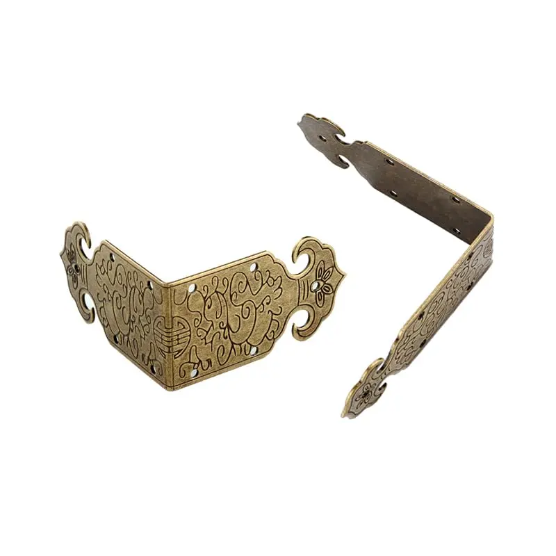 Tiazza Vintage Style Antique Brass Embossing Decorative Corner Protectors 2"x2"x1" (50x50x25mm) | Reinforce & Decorate Furniture - view 2