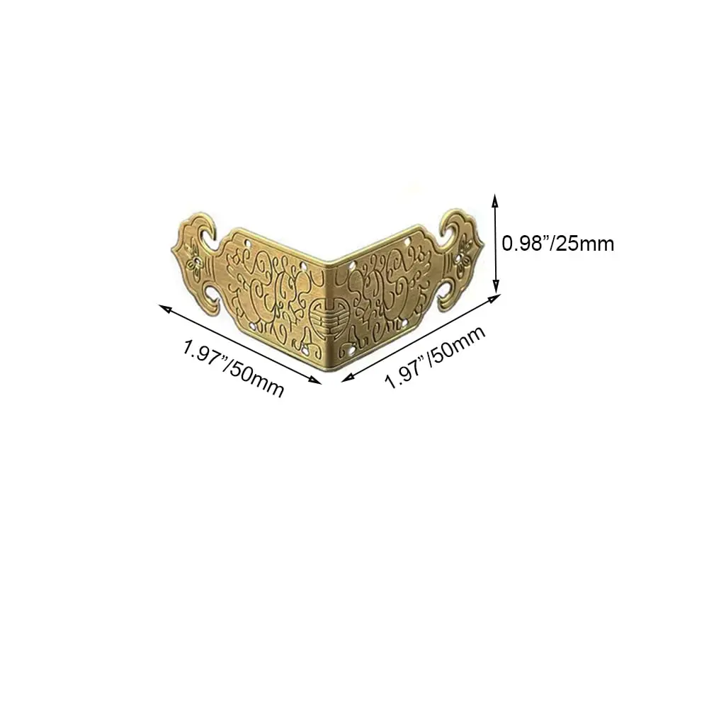 Tiazza Vintage Style Antique Brass Embossing Decorative Corner Protectors 2"x2"x1" (50x50x25mm) | Reinforce & Decorate Furniture - view 3