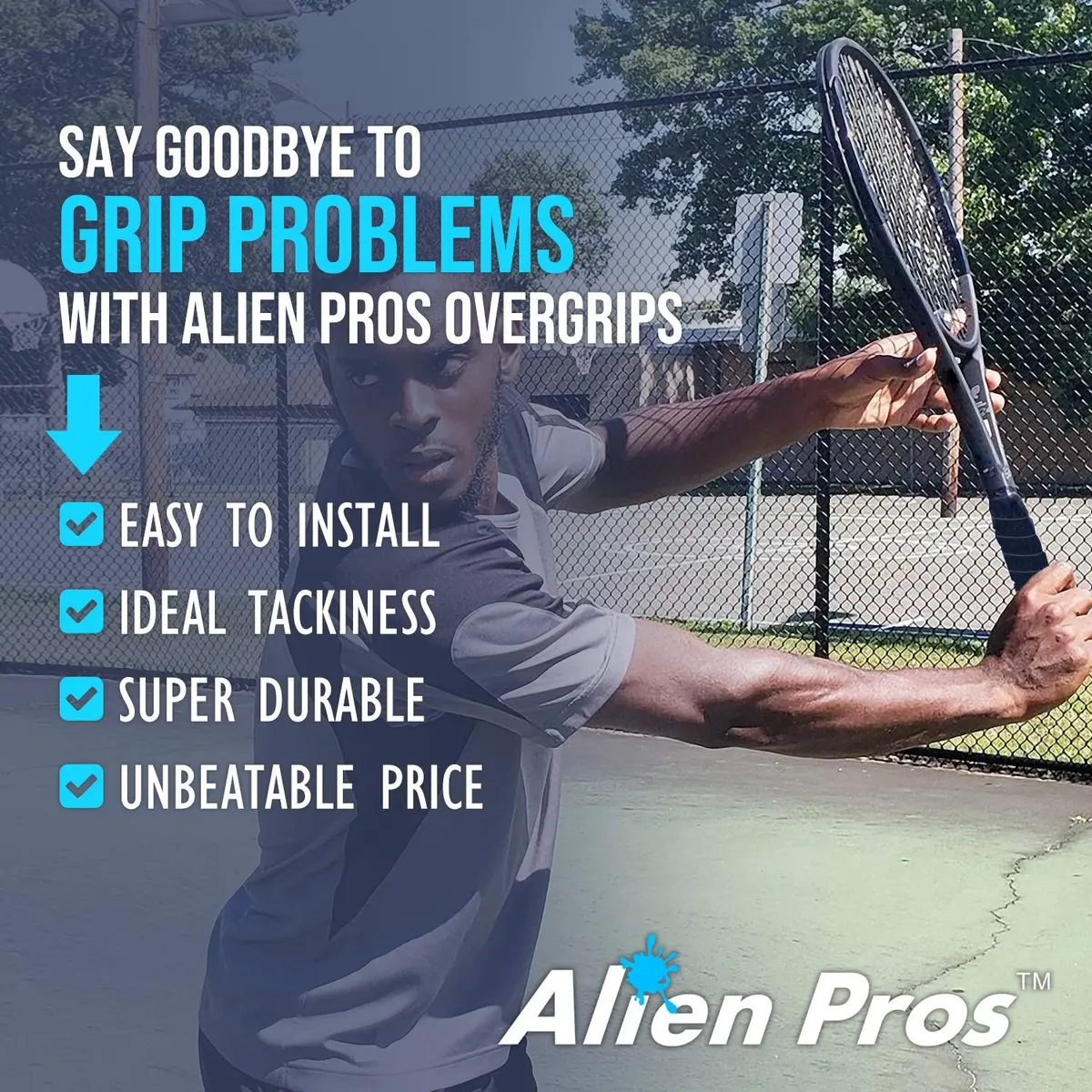 Alien Pros Tennis Racket Grip Tape (60 Grips) - Precut and Dry Feel Tennis Grip - Wrap Your Racquet for High Performance (60 Grips,Mixed Colors) - view 3