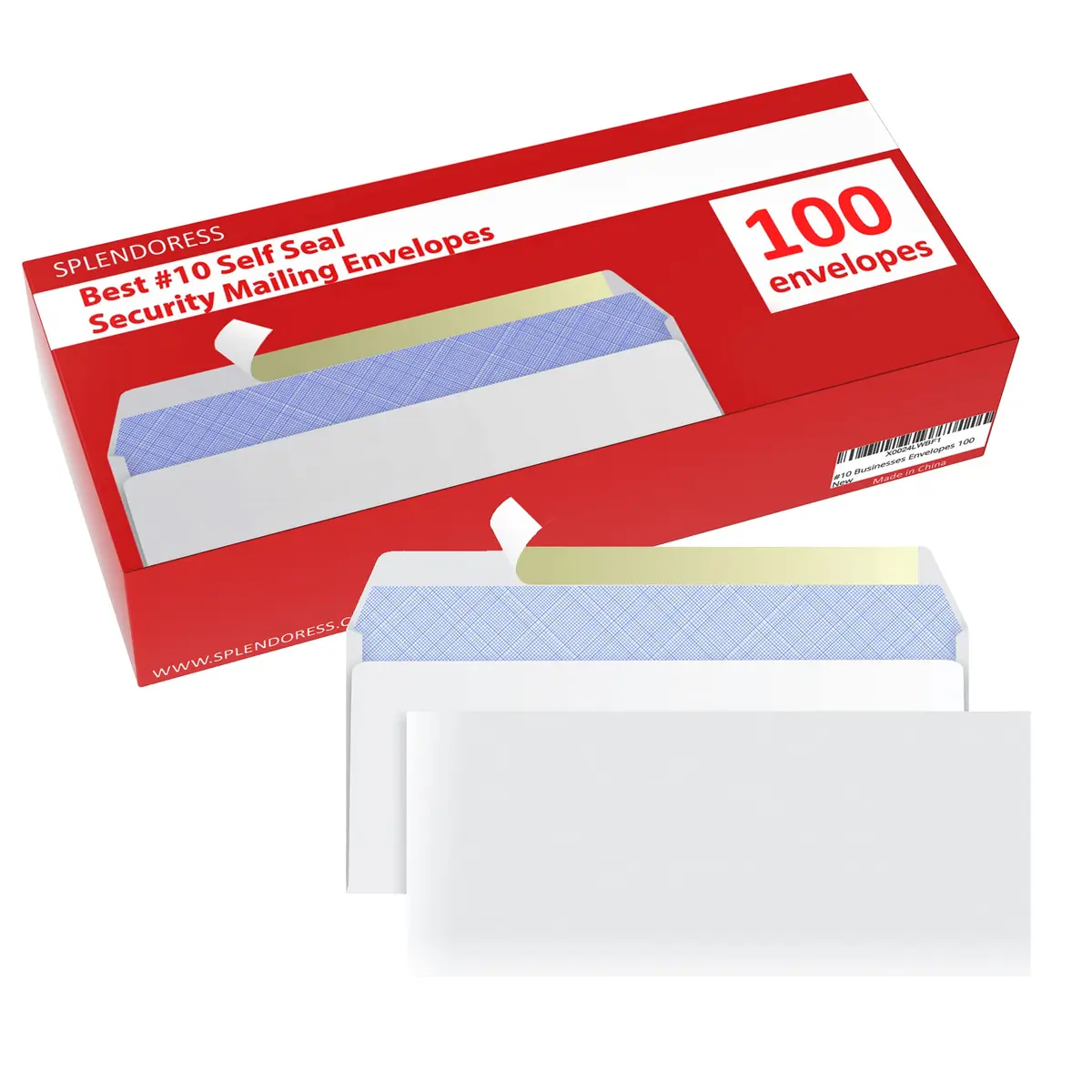 Splendoress Self Seal Envelopes #10 Size (4-1/8 x 9-1/2 Inches) | 100 Pack Business Mailing Security Peel and Seal - view 4