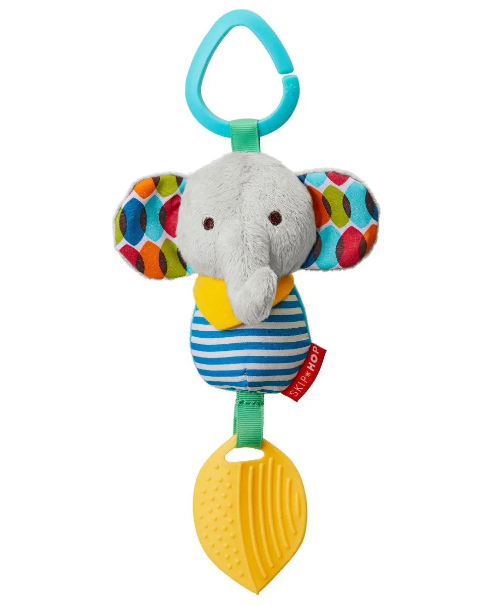 Skip Hop Bandana Buddies Elephant Activity Teether Toy 7.6cm (3 Inch) | BPA-Free Soothing Chime & Textured Play - main product image
