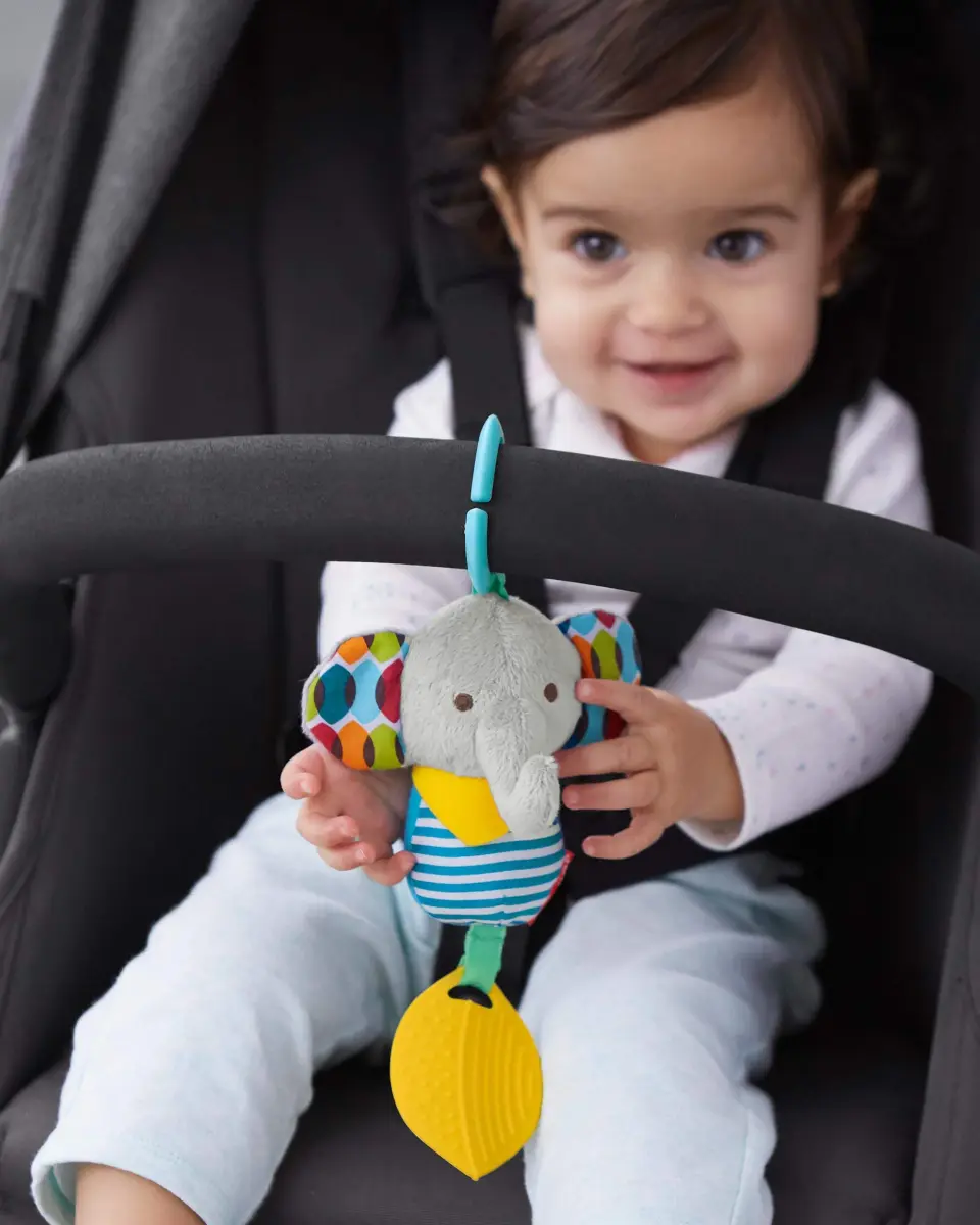 Skip Hop Bandana Buddies Elephant Activity Teether Toy 7.6cm (3 Inch) | BPA-Free Soothing Chime & Textured Play - view 2