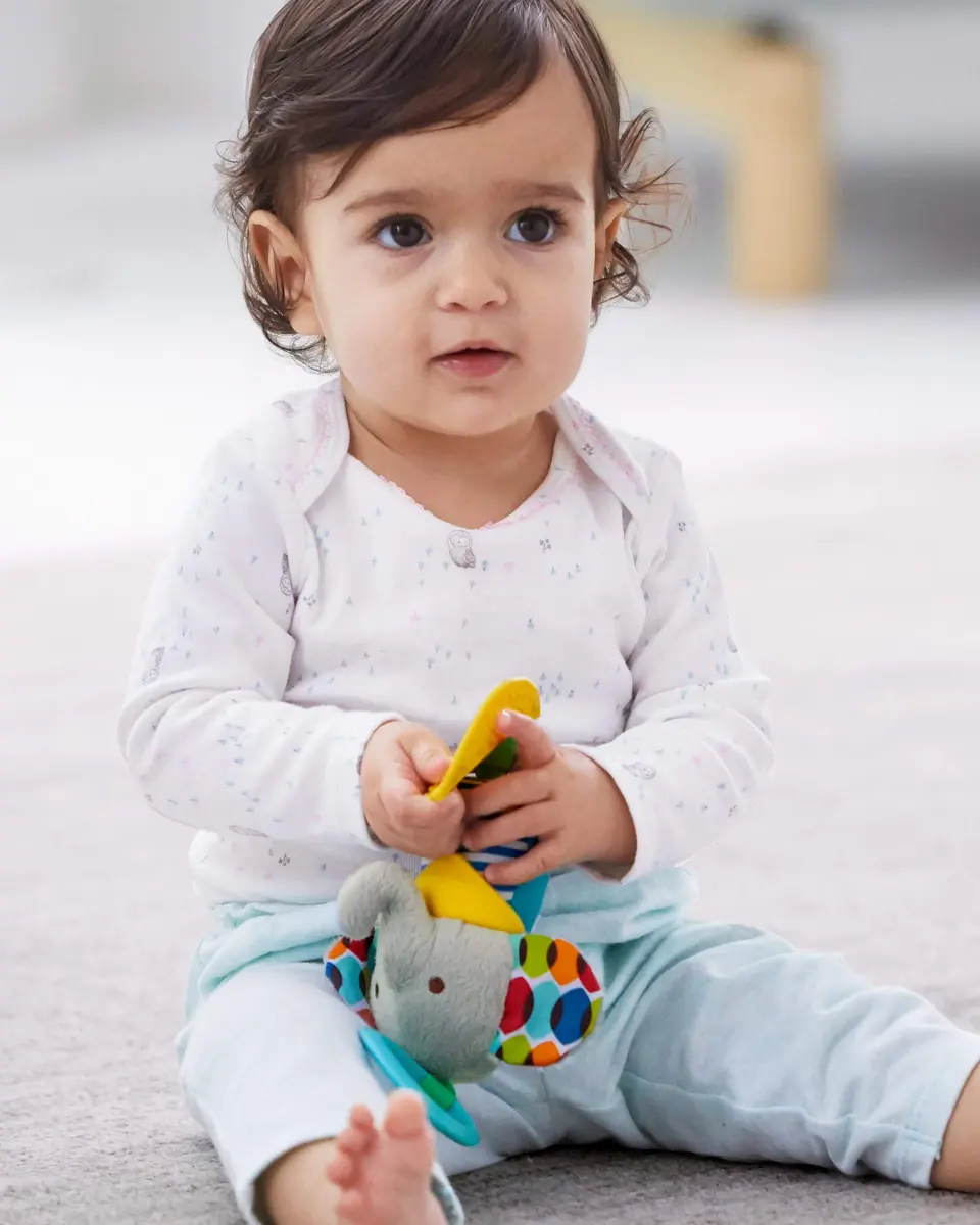 Skip Hop Bandana Buddies Elephant Activity Teether Toy 7.6cm (3 Inch) | BPA-Free Soothing Chime & Textured Play - view 3