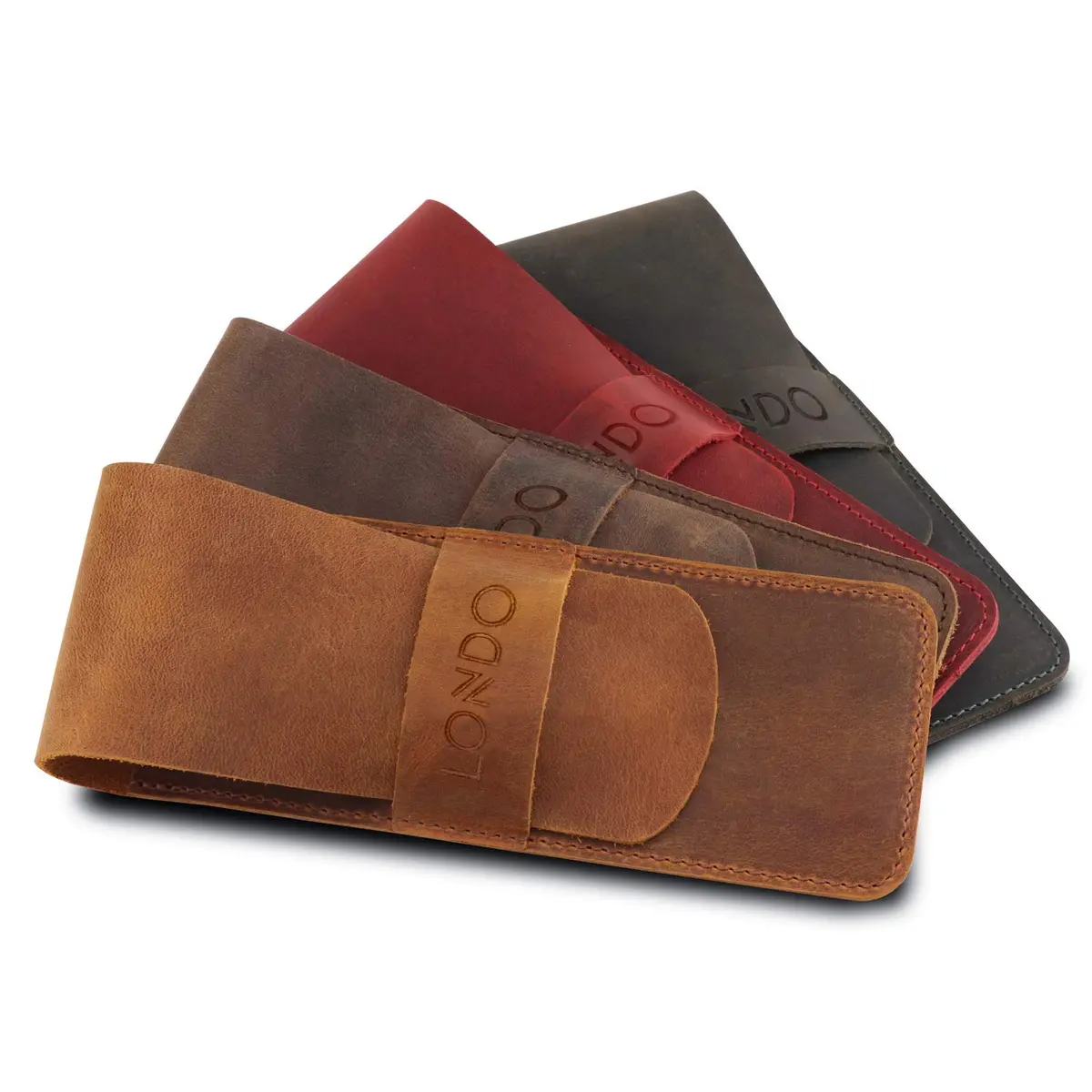 Londo Genuine Leather Pen and Pencil Case with Tuck in Flap | Classic Desk Organizer in 6 Colors - view 6