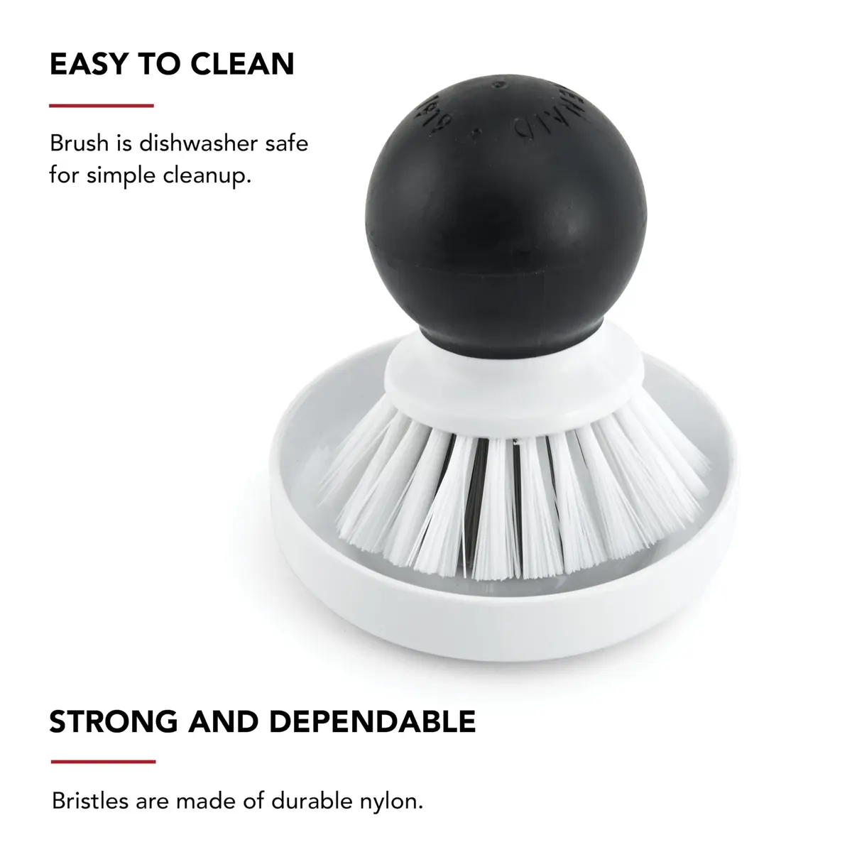 KitchenAid Palm Brush with Dish Tray | Durable Nylon Bristles for Tough Cleaning, Dishwasher Safe, 2 Piece, Black - view 3