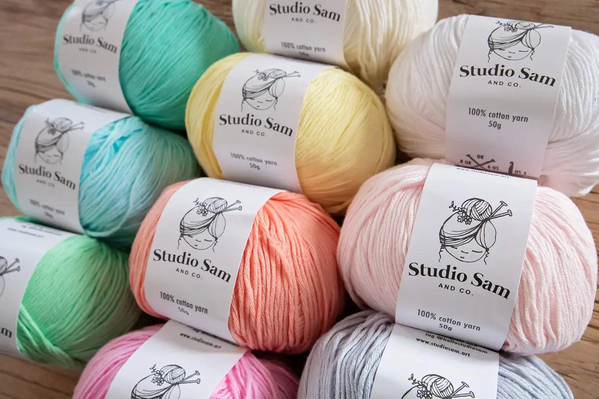 Studio Sam Pure Cotton Yarn Set Pastel Dreams Collection 1850 Yards (500g) | 100% Cotton DK Weight for Amigurumi & Baby Blankets - view 4