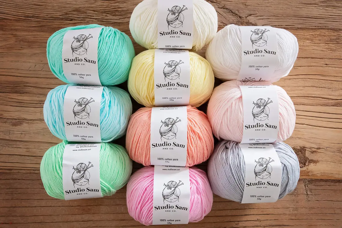 Studio Sam Pure Cotton Yarn Set Pastel Dreams Collection 1850 Yards (500g) | 100% Cotton DK Weight for Amigurumi & Baby Blankets - view 2
