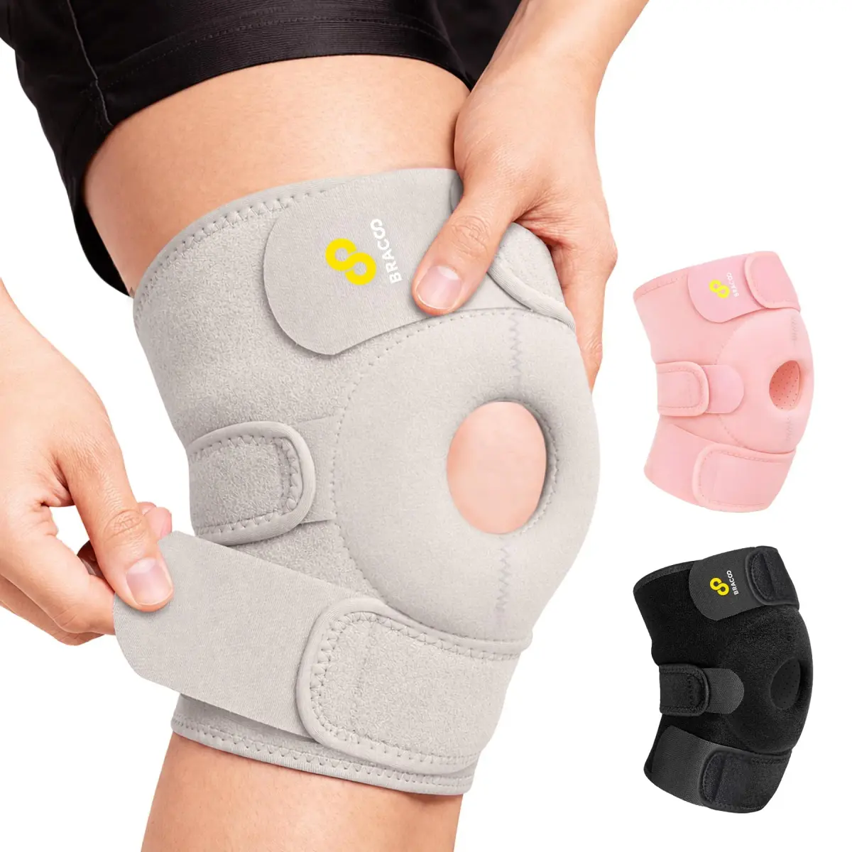 Bracoo Adjustable Knee Support Brace with Patellar Pad & Stabilizer Ring | 33-46cm (13-18 inch) - main product image
