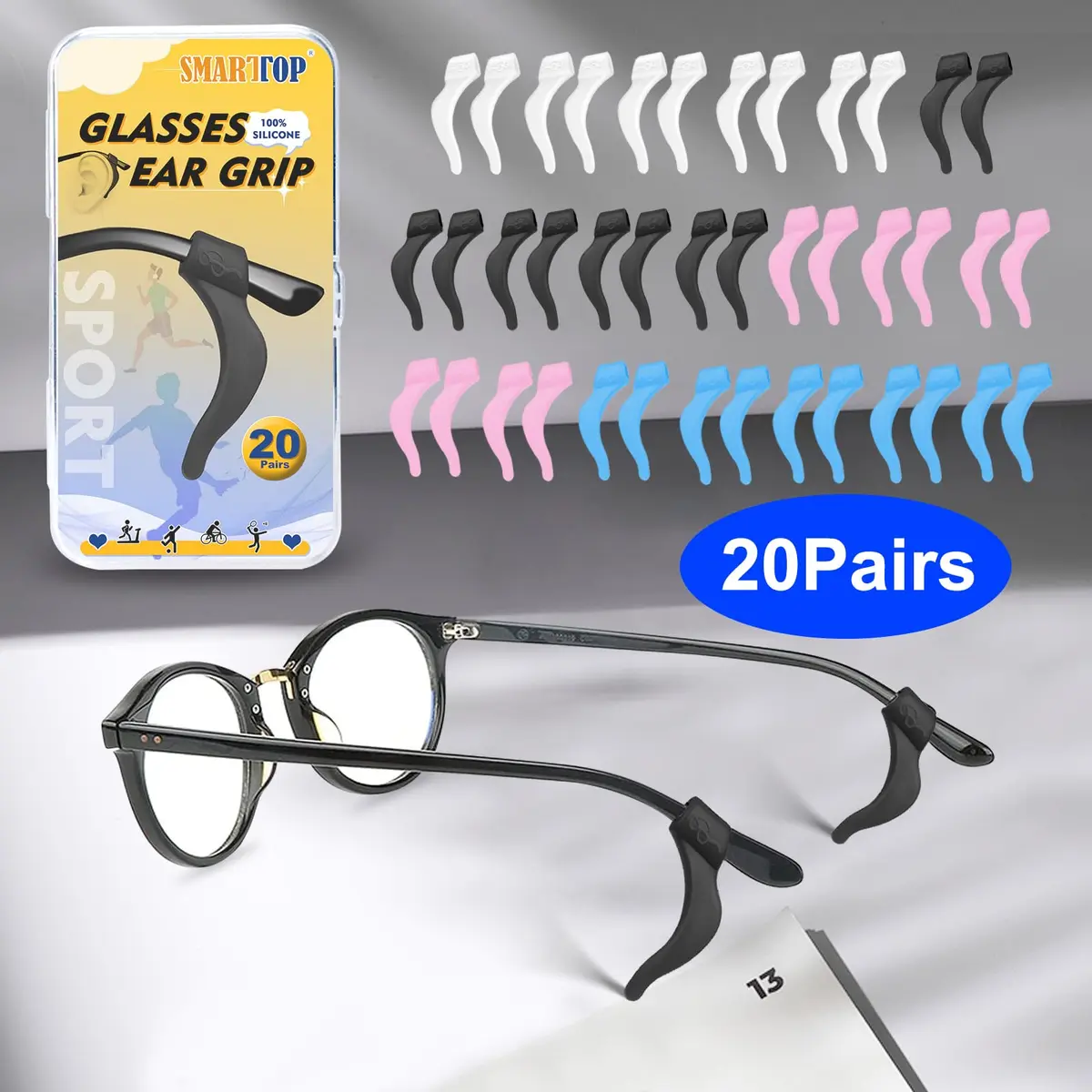 SMARTTOP Eyeglass Ear Grip - 18 Pairs Soft Silicone Anti-slip Holders for Glasses, Sunglasses, Reading Glasses | Unisex - view 5