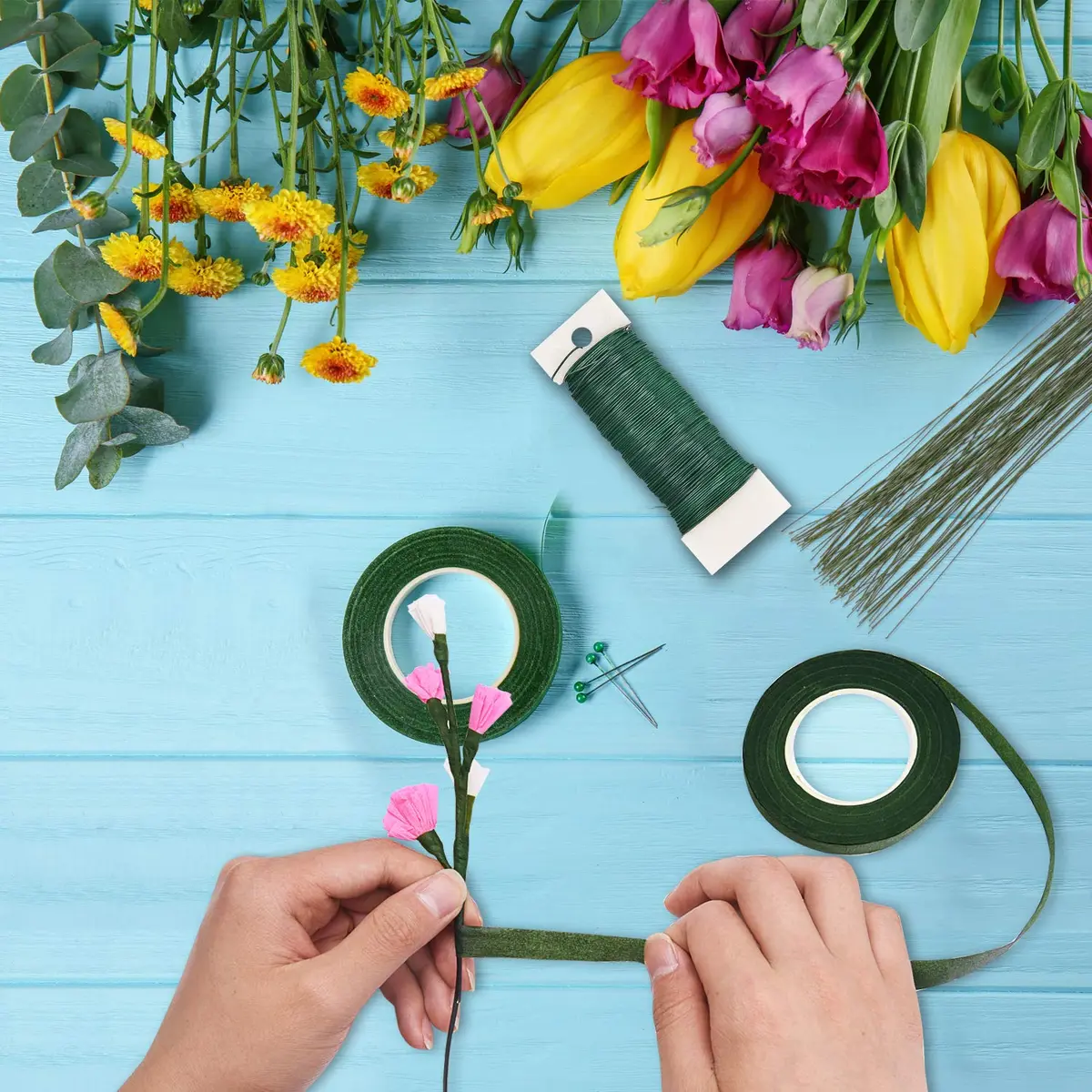 Livder Green Paddle Wire 3 Pack | 114 Yards, 22 Gauge, Flexible for Crafts & Floral Arrangements - view 6