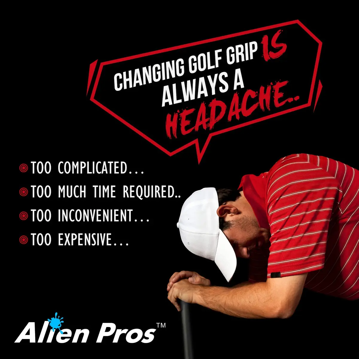 ALIEN PROS Skull Black Golf Grip Wrapping Tapes (3-Pack) 2.54 cm (1 inch) Wide | Re-grip in Under 1 Minute - view 2