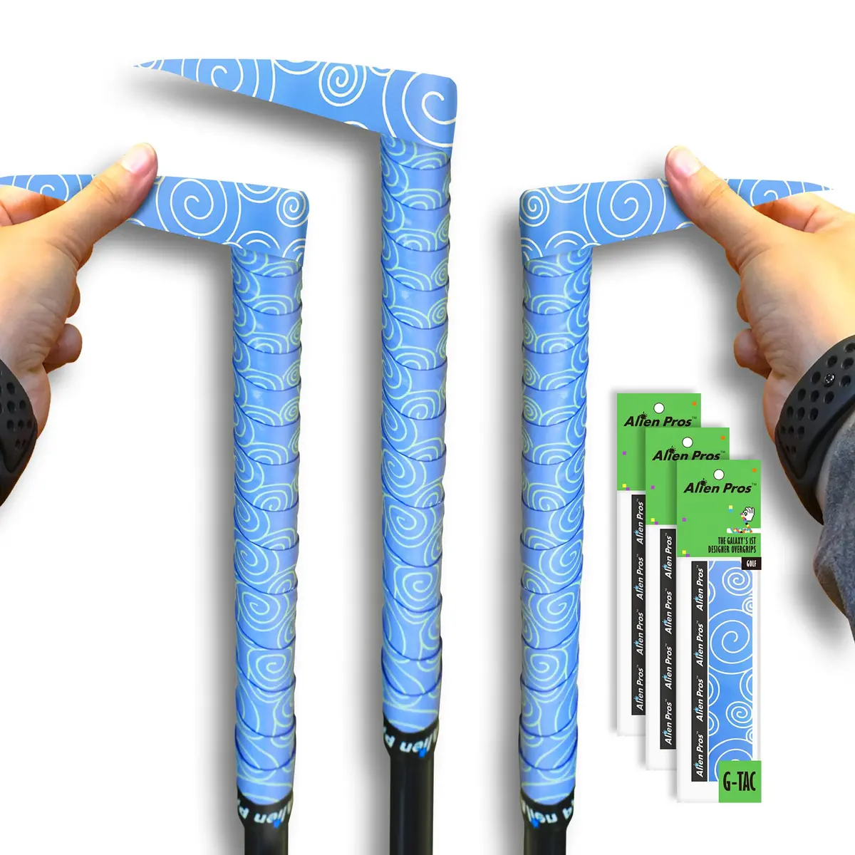 Alien Pros Golf Grip Wrapping Tapes (3-Pack, Blue Clouds) | Peel, Wrap & Seal in Under 1 Minute - main product image