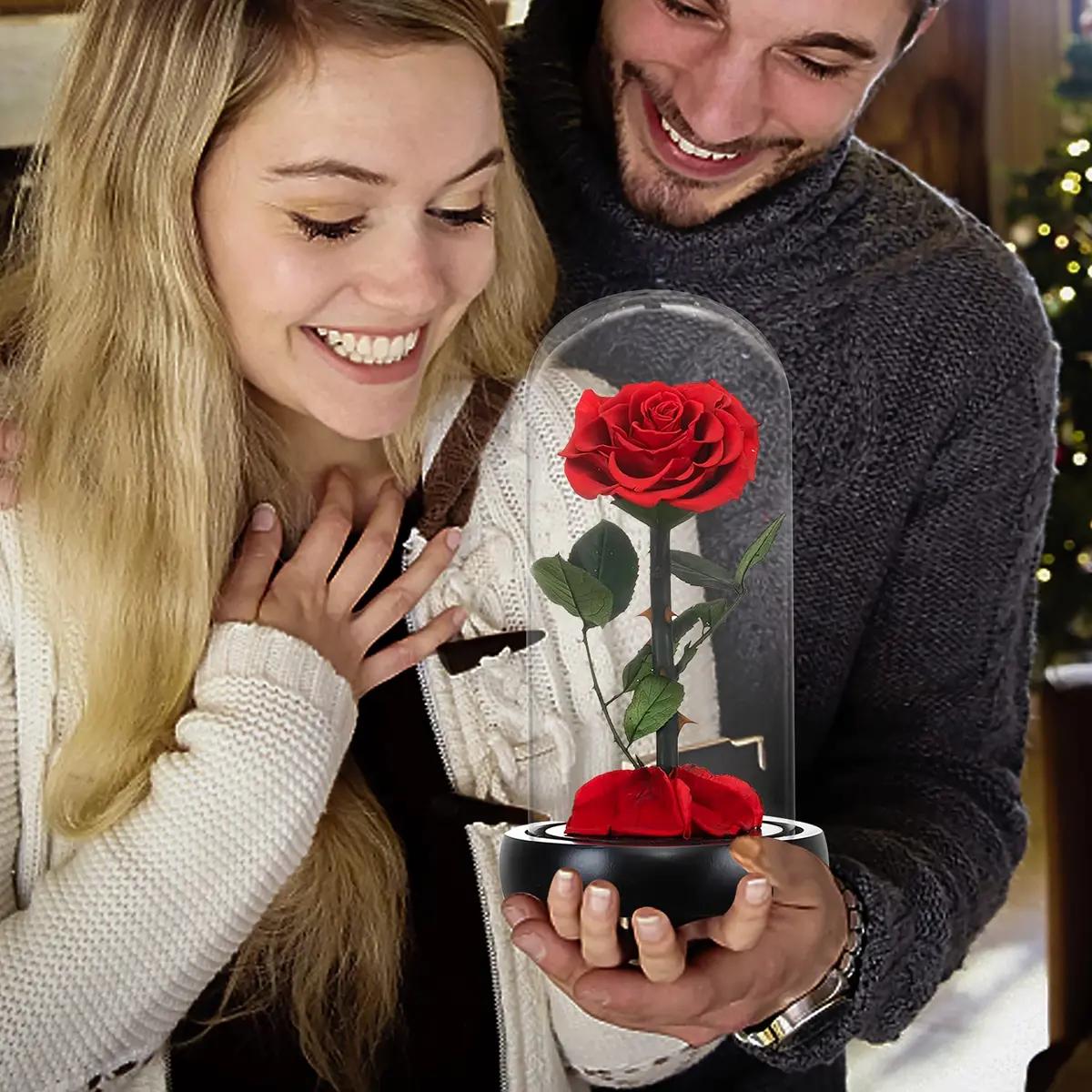 SW Forever Preserved Rose in Glass Dome, Red | Eternal Rose for Gifting - view 5