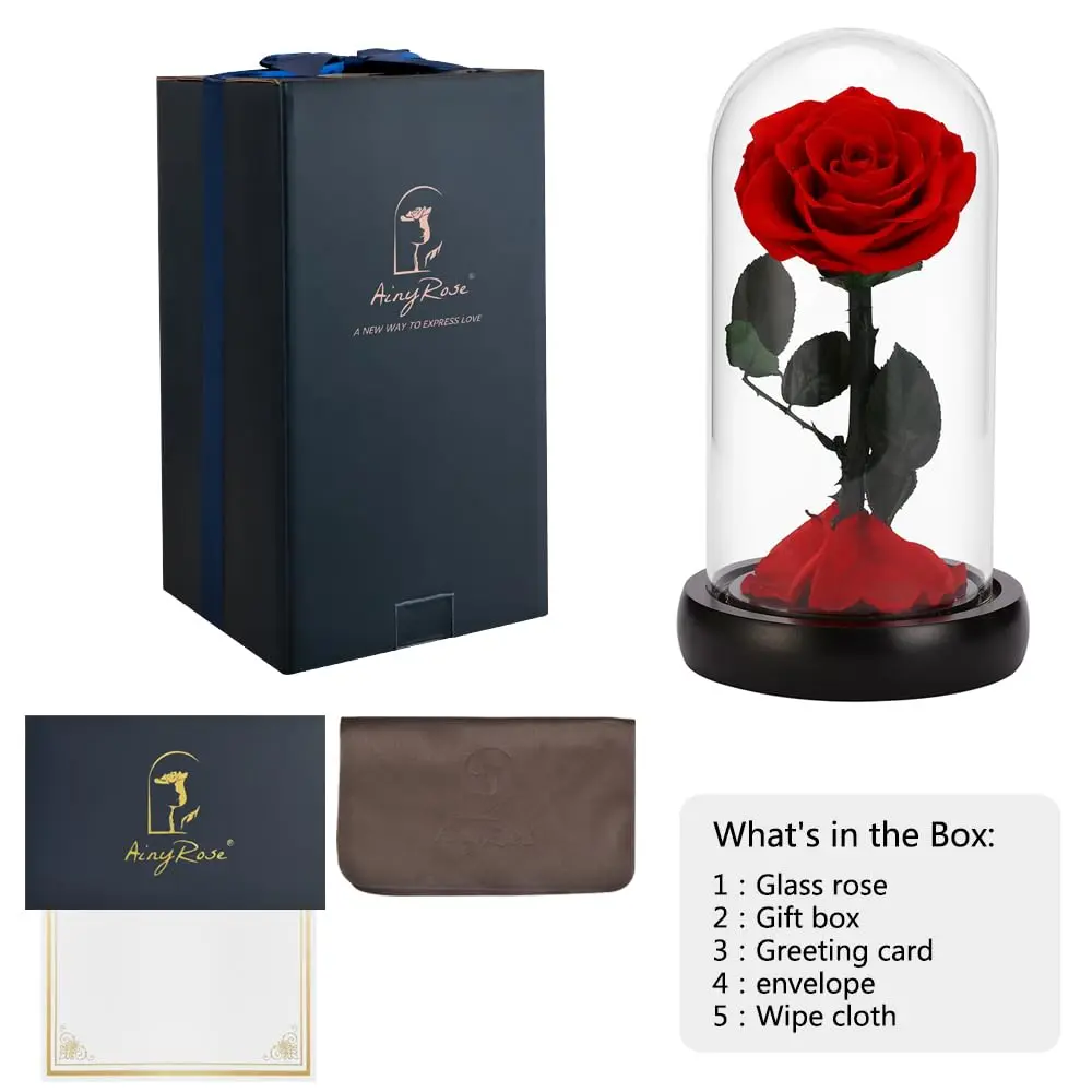 SW Forever Preserved Rose in Glass Dome, Red | Eternal Rose for Gifting - view 7