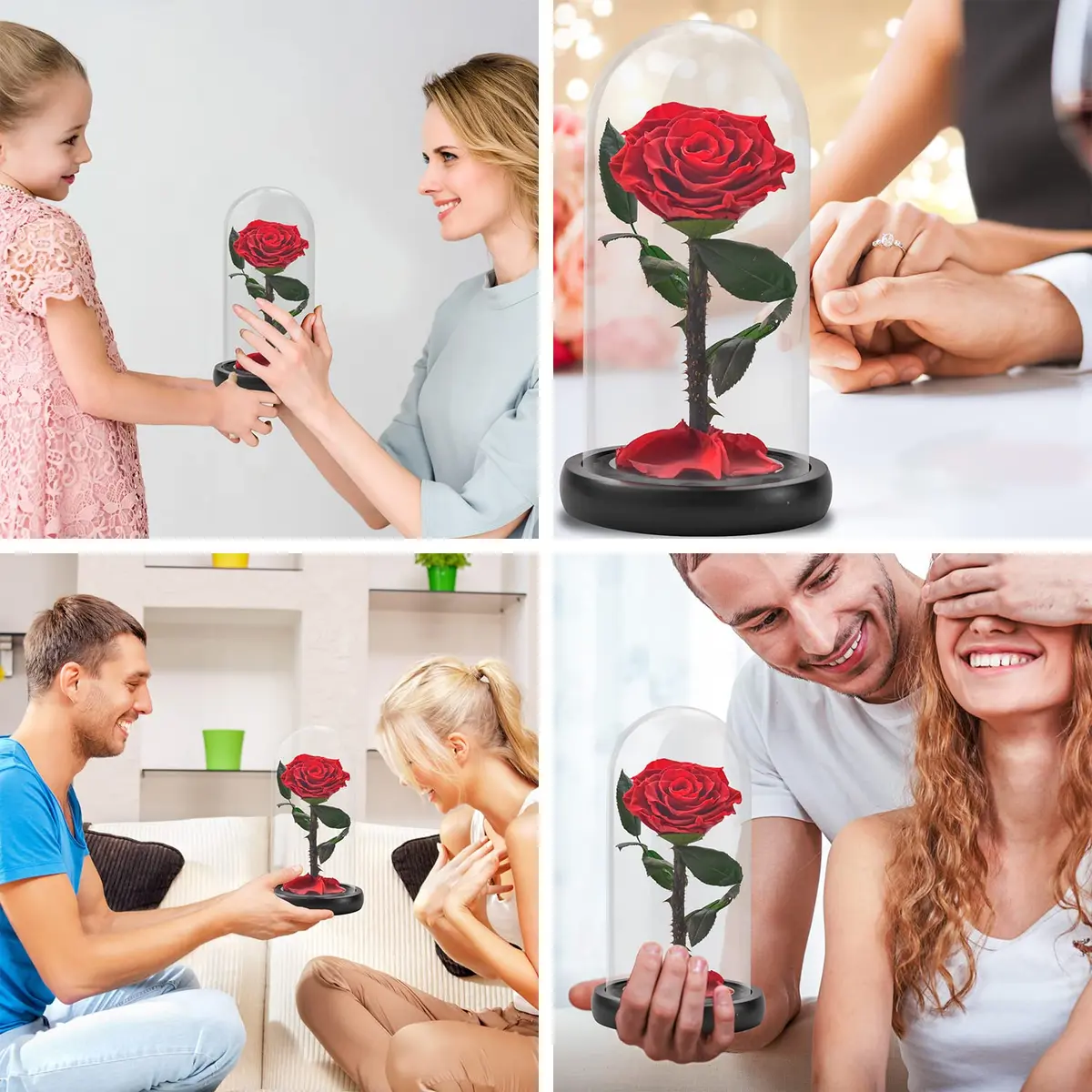 SW Forever Preserved Rose in Glass Dome, Red | Eternal Rose for Gifting - view 4