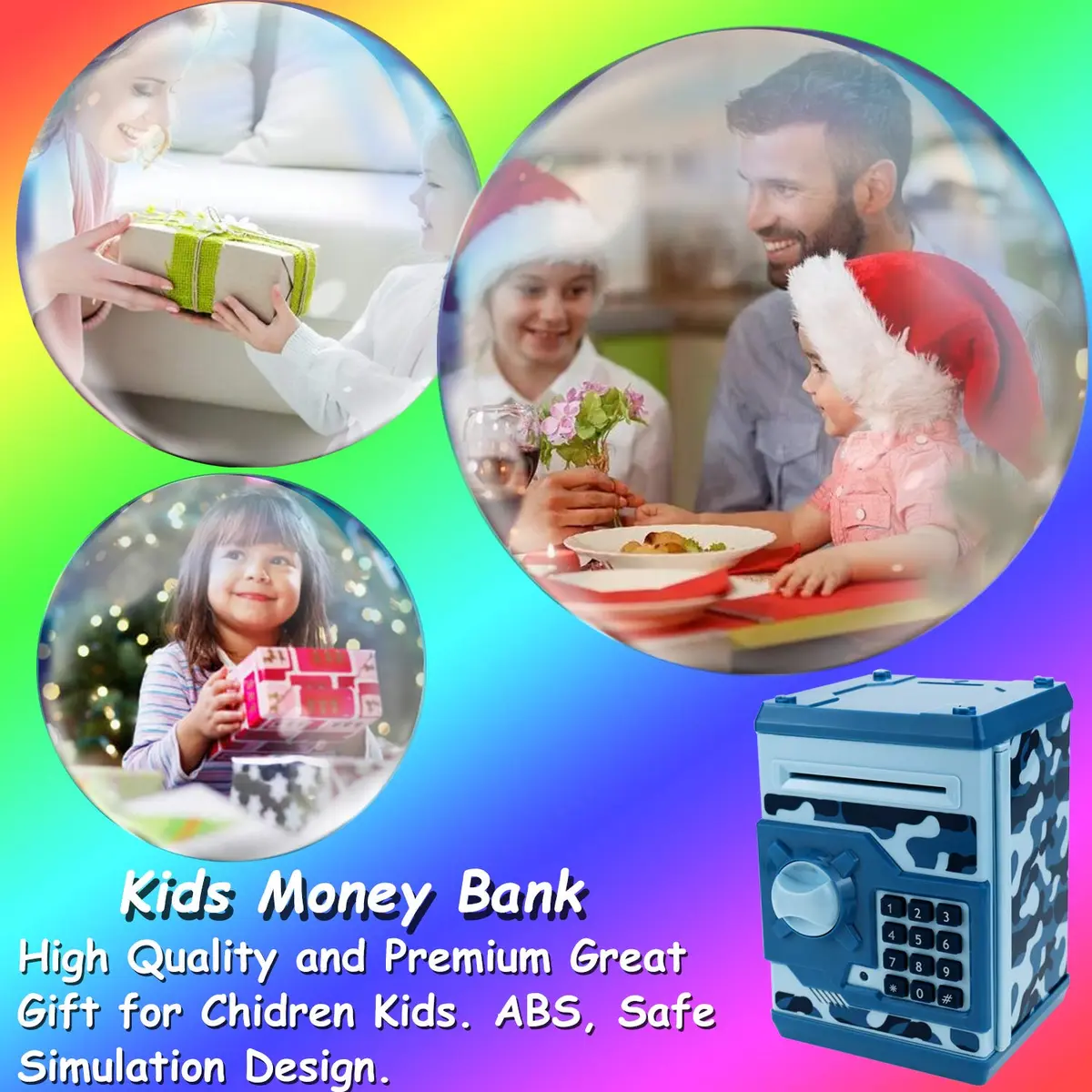Qwifyu Money Bank for Kids 4-10 Years | Electronic Password Safe ATM Toy (Camouflage Blue) - view 7