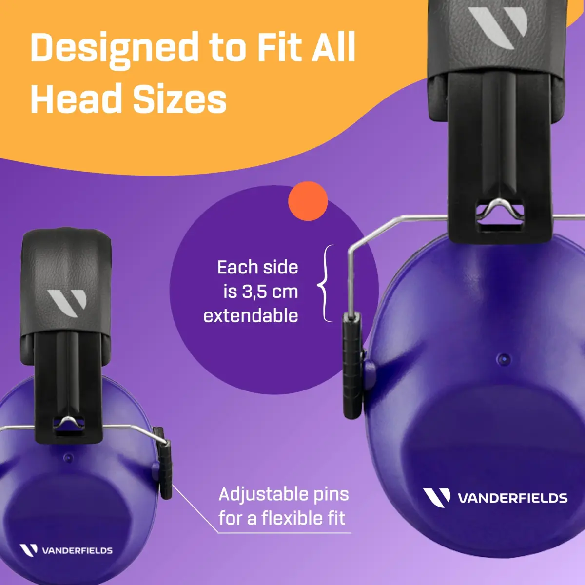 Vanderfields Kids Noise Canceling Headphones - 231g (8.15 oz) - Purple Power | ANSI & CE Certified Noise Reduction Earmuffs - view 7