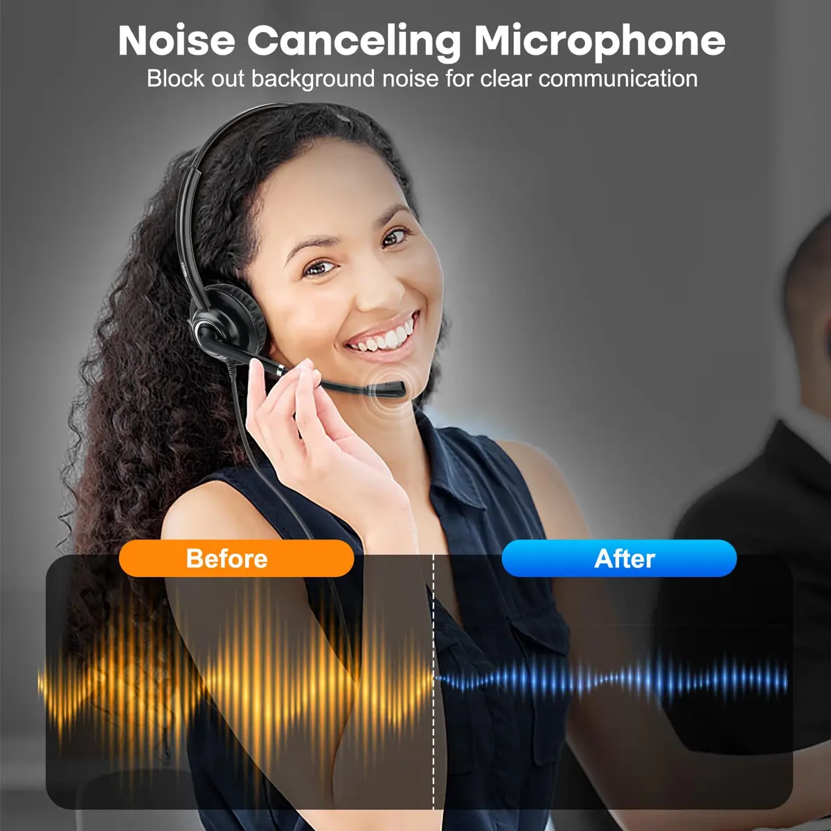 MAIRDI Telephone Headset with RJ9 & 3.5mm Jack | Noise Canceling Mic for Call Centers & Office (70-120 chars) - view 2