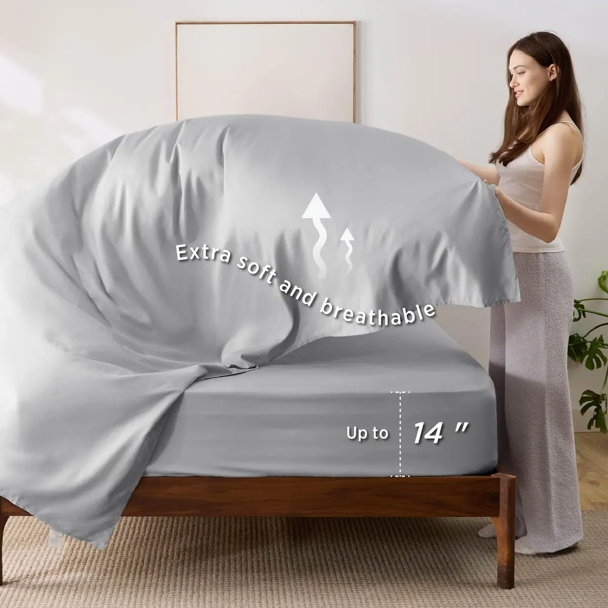 Bedsure Twin Comforter Set Reversible Bed Set 5 Pcs Slate Blue/Light Grey | All-Season Microfiber Bedding - view 5