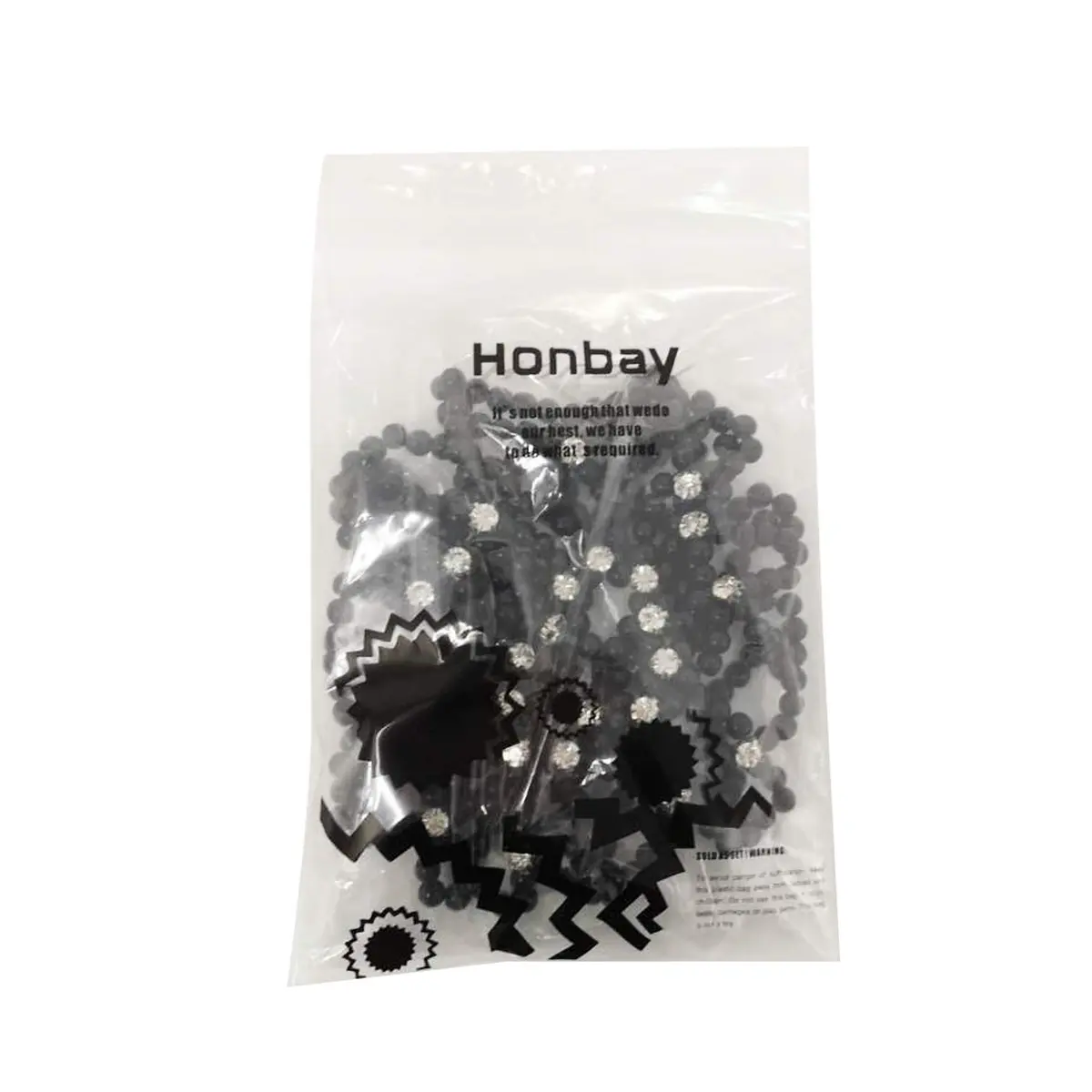 Honbay Hair Bun Cover Elastic Handmade Crochet Hair Net Snood with Pearls and Rhinestones for Ballet, Dance, Skating, etc (Black) | Elegant Hair Bun Accessory - view 6