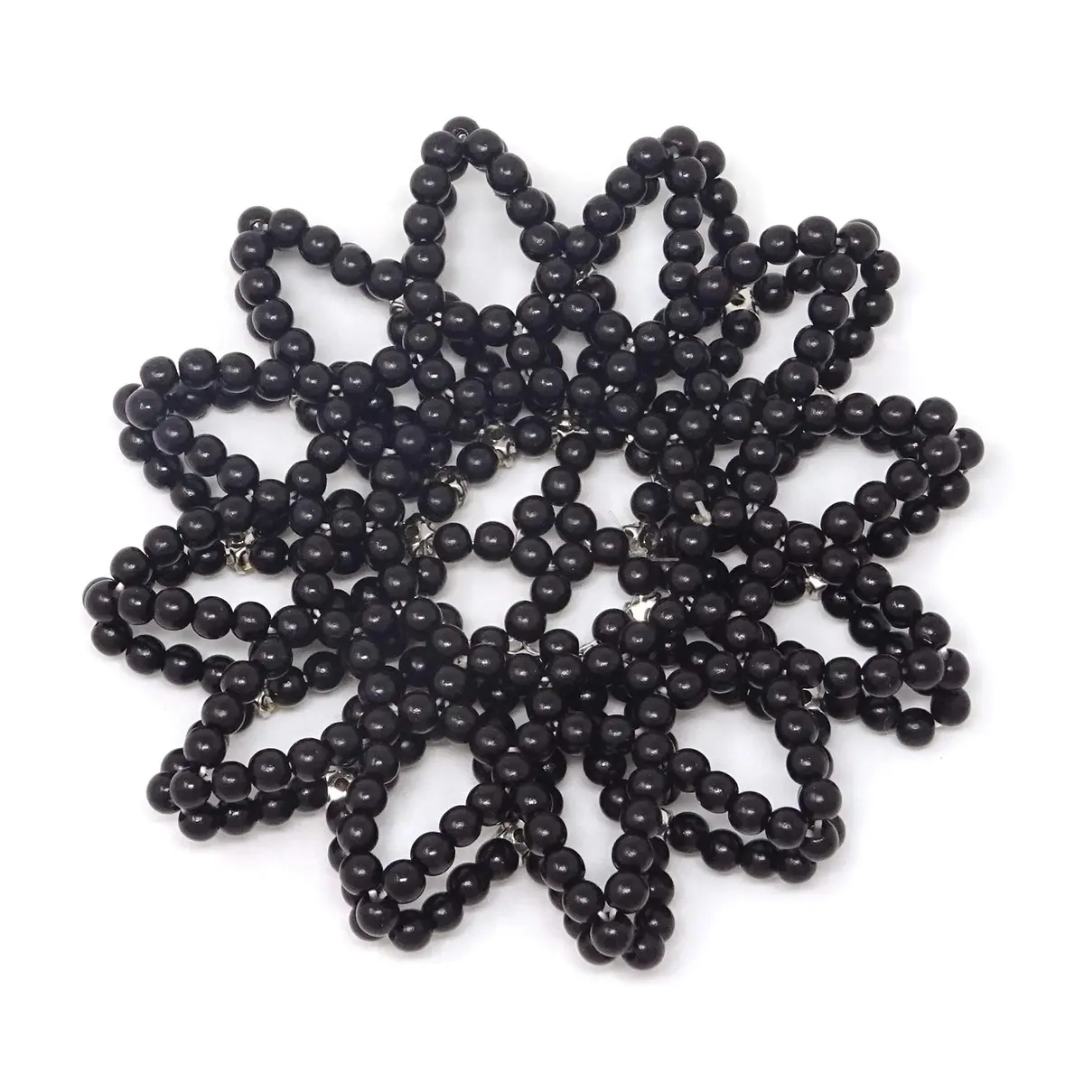 Honbay Hair Bun Cover Elastic Handmade Crochet Hair Net Snood with Pearls and Rhinestones for Ballet, Dance, Skating, etc (Black) | Elegant Hair Bun Accessory - view 4