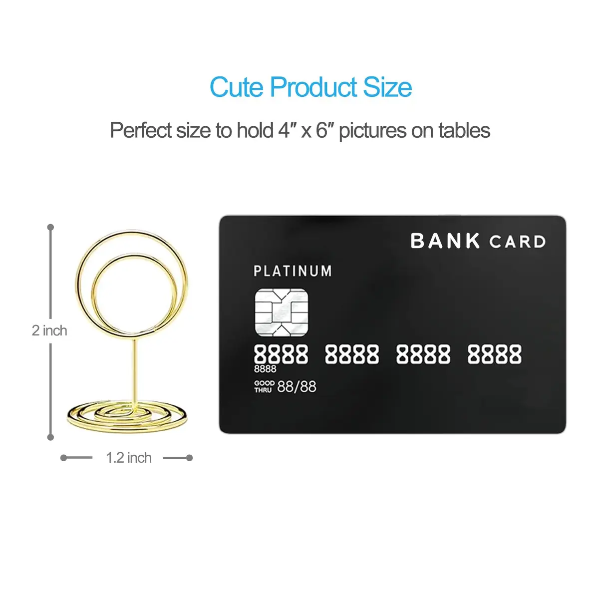 Jofefe Gold Mini Place Card Holders with Ring Design, 5cm (2 inch) Height, 20 Count | Elegant Table Number Stands for Weddings & Events - view 3