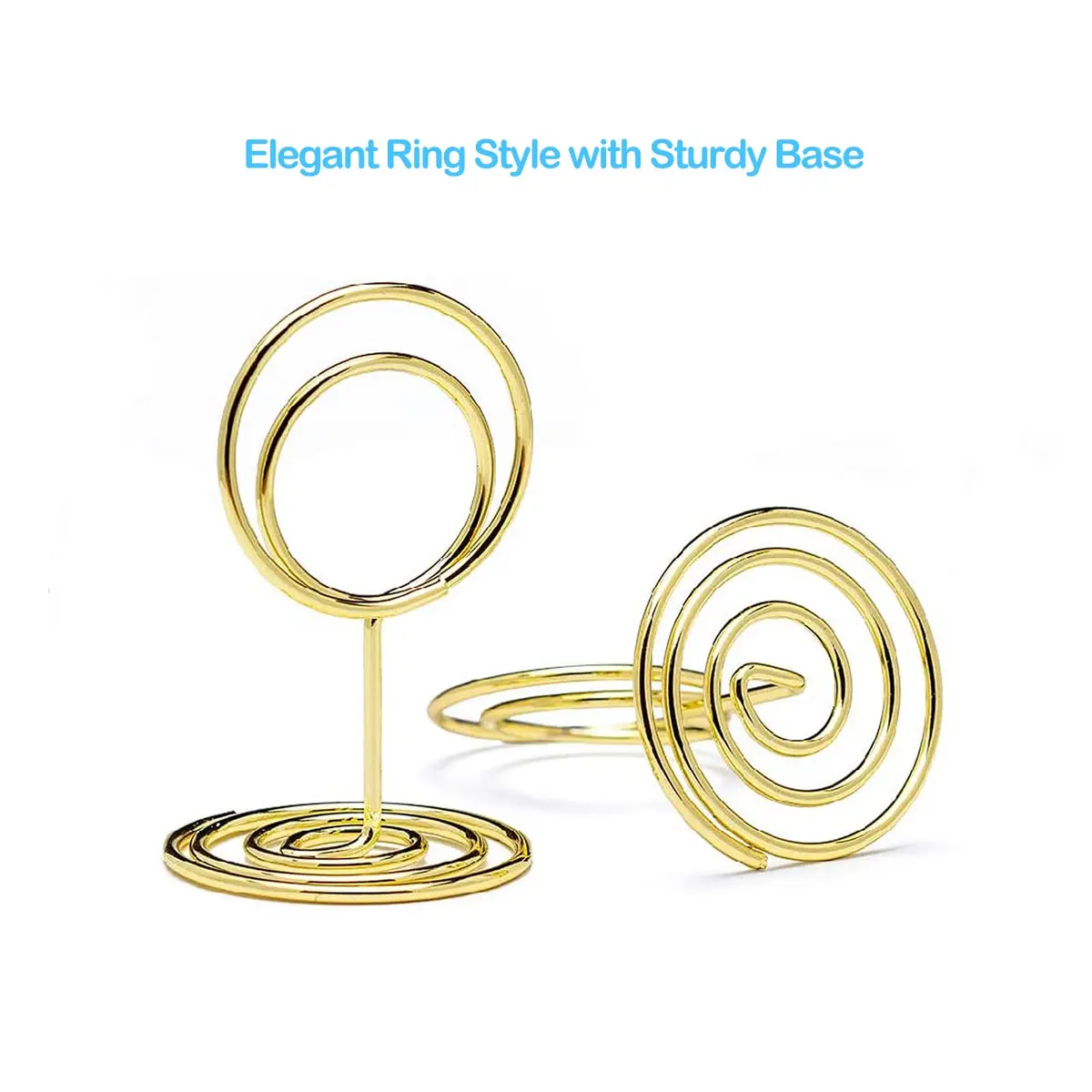 Jofefe Gold Mini Place Card Holders with Ring Design, 5cm (2 inch) Height, 20 Count | Elegant Table Number Stands for Weddings & Events - view 4